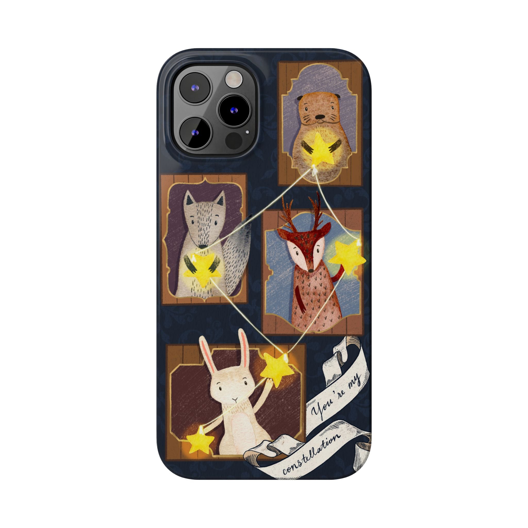 Constellation Friends Slim Case, Woodland Portrait iPhone Cover, Star Collector Design, Cute Kawaii Gift, Phone 8 9 X XR 11 12 13 14 15 16