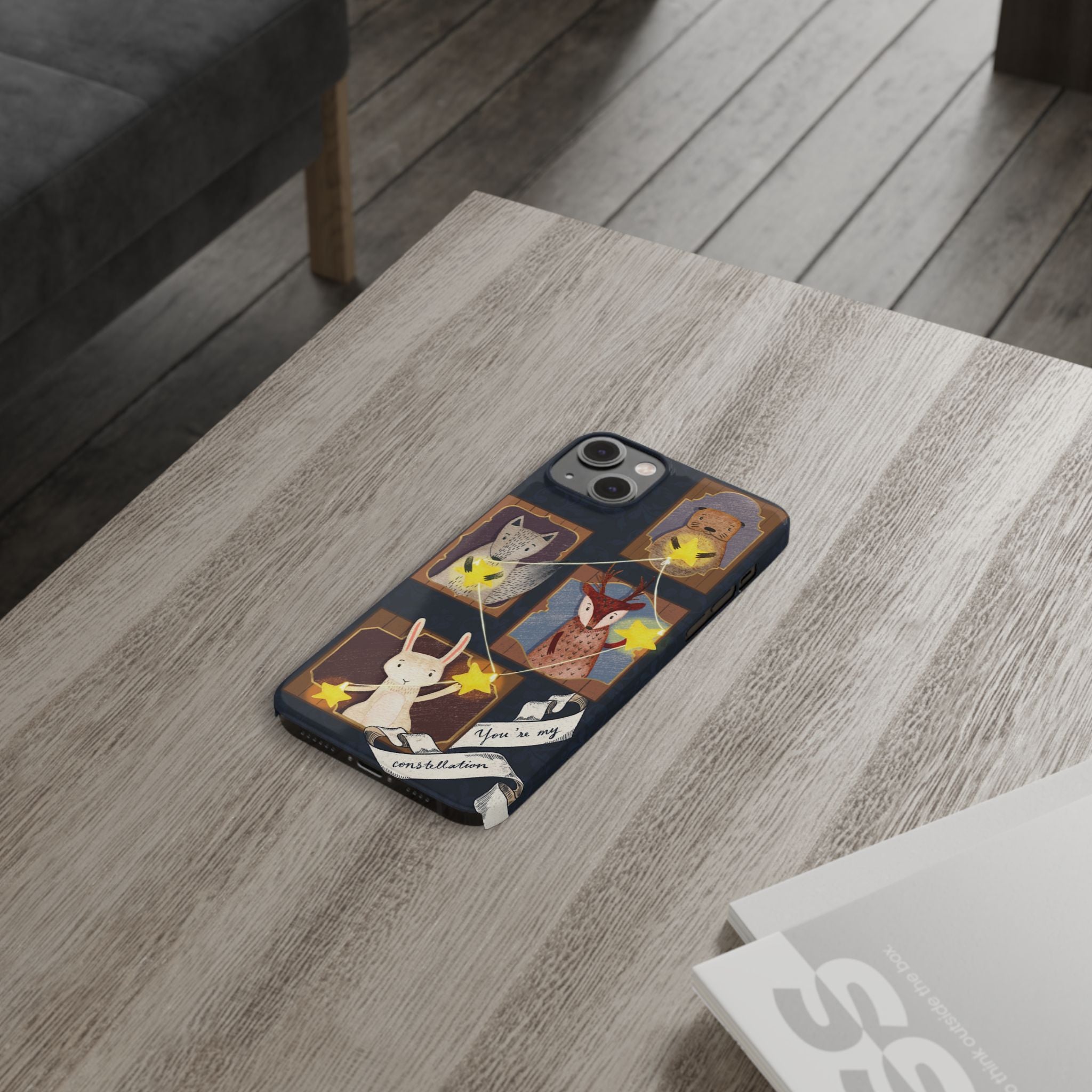 Constellation Friends Slim Case, Woodland Portrait iPhone Cover, Star Collector Design, Cute Kawaii Gift, Phone 8 9 X XR 11 12 13 14 15 16