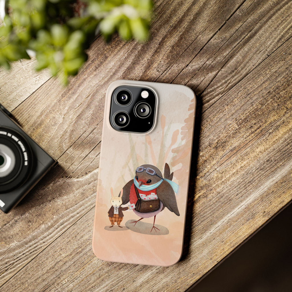 Whimsical Animal Slim Phone Cases - Cute Bird and Rabbit Design, Perfect for Animal Lovers, Gifts for Kids and Teens, Ideal for Birthdays,