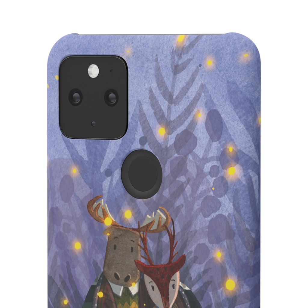 Whimsical Animal Lovers Snap Cases - Cozy Phone Protection, Gift for Nature Lovers, Holiday Decor, Cute Character Design, Animal Couple