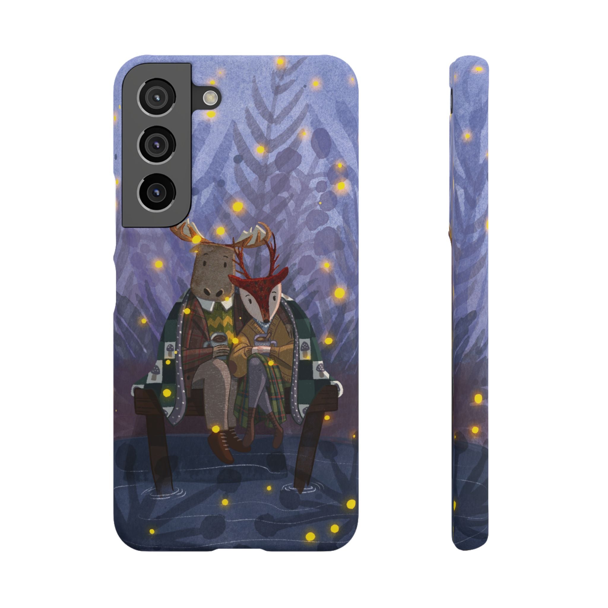 Whimsical Animal Lovers Snap Cases - Cozy Phone Protection, Gift for Nature Lovers, Holiday Decor, Cute Character Design, Animal Couple