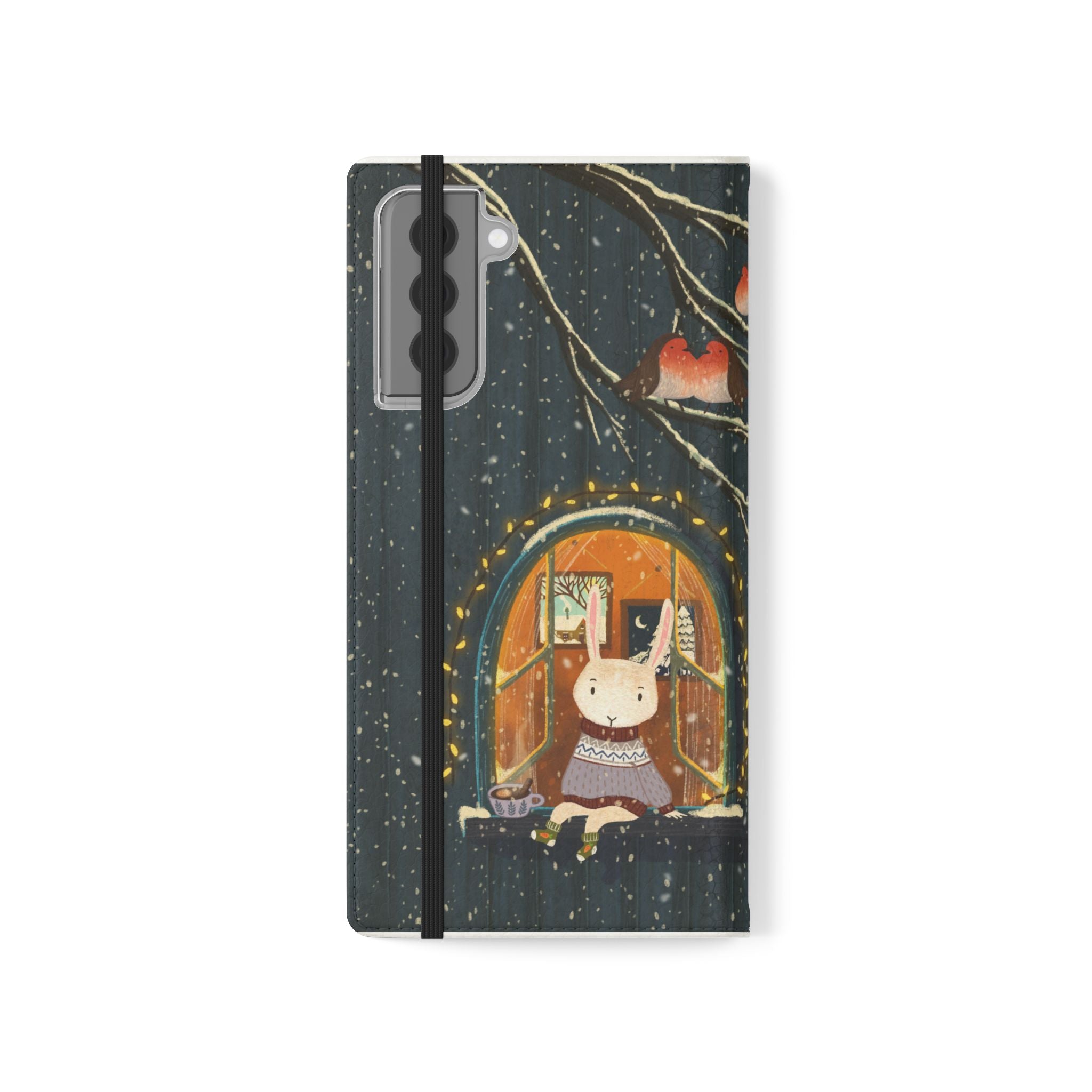 Cozy Winter Cottage Wallet Case, Cute Animals Flip Cover, Vegan Leather, Cozy Vibes, Gift Idea for iPhone 11 12 13 14 15 16, Galaxy S21 S22