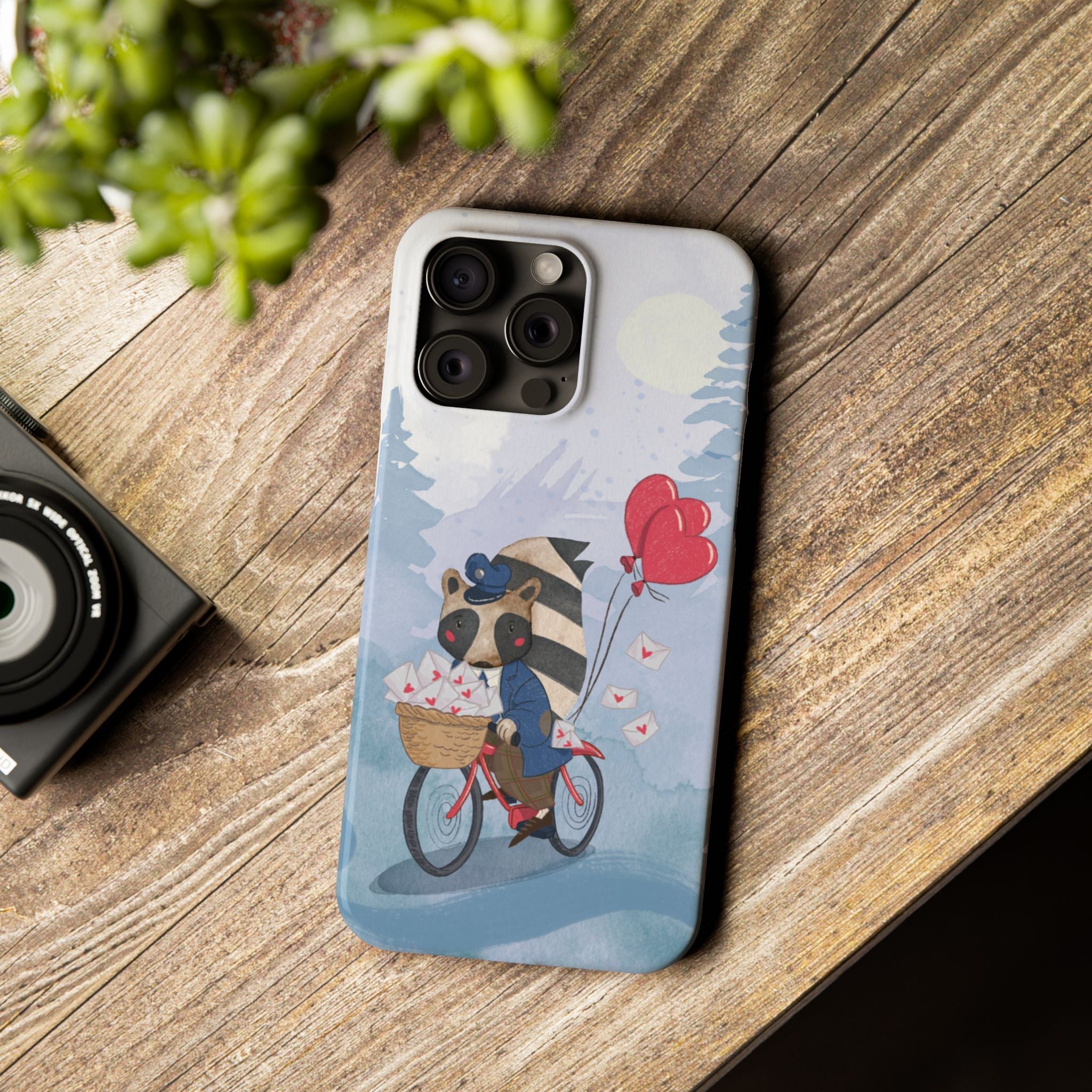 Whimsical Raccoon Slim Phone Case | Cute Animal Design | Perfect for Nature Lovers, Gifts, Birthdays, Valentines Day, Everyday Use