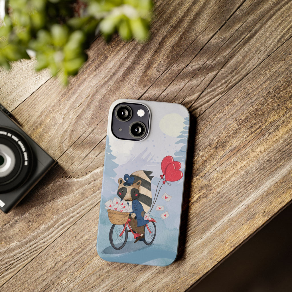 Whimsical Raccoon Slim Phone Case | Cute Animal Design | Perfect for Nature Lovers, Gifts, Birthdays, Valentines Day, Everyday Use