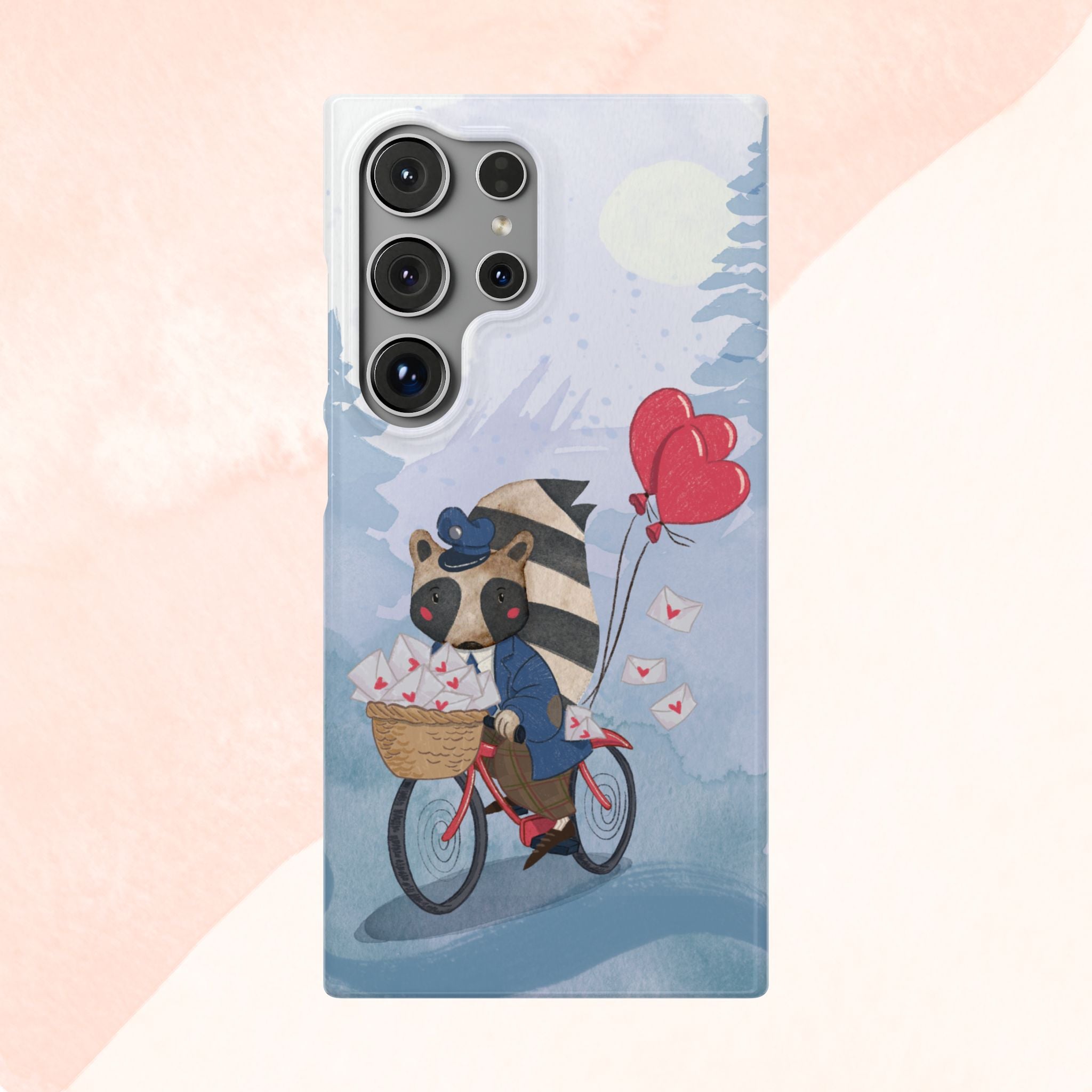 Whimsical Animal Snap Case with Love Balloons, Cute Phone Case, Valentine's Day Gift, Animal Lover Accessory, Creative Phone Cover