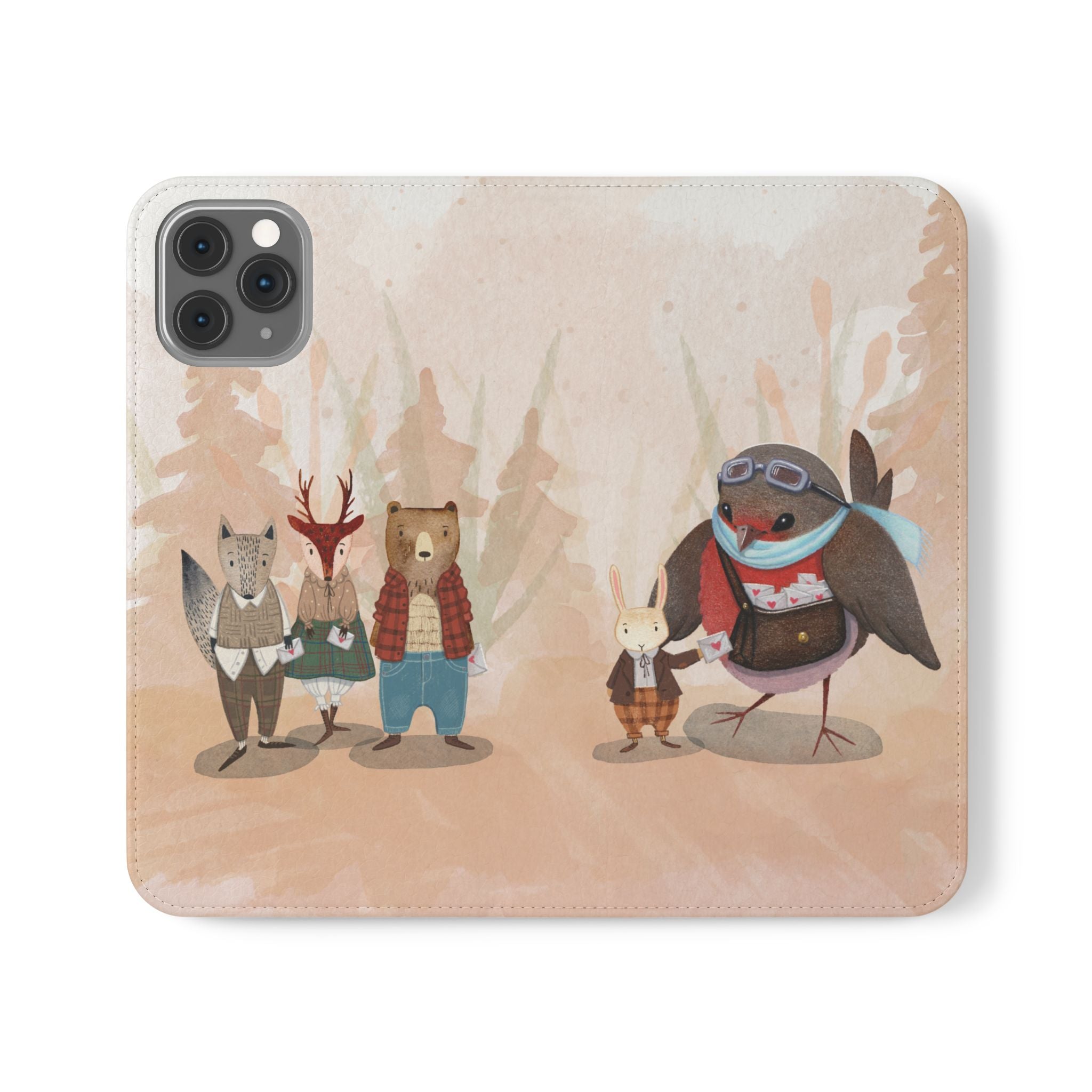 Whimsical Animal Flip Cases for Phones, Cute Woodland Creatures, Forest Friends Phone Cover, Animal Lover Gift, Phone Wallet