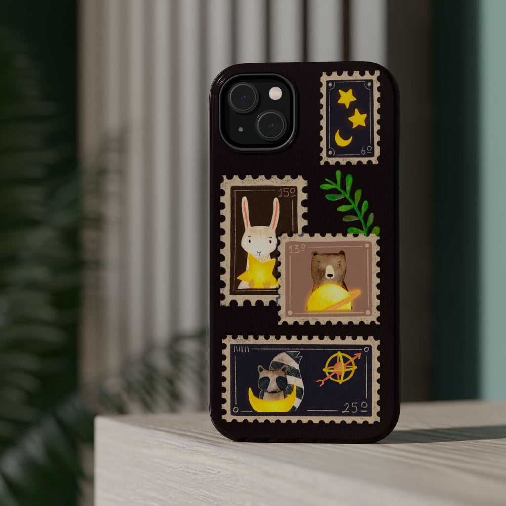 Cute Animal Stamp Phone Case, Quirky Gift for Animal Lovers, Personalized Case for Holidays, Unique Phone Accessory