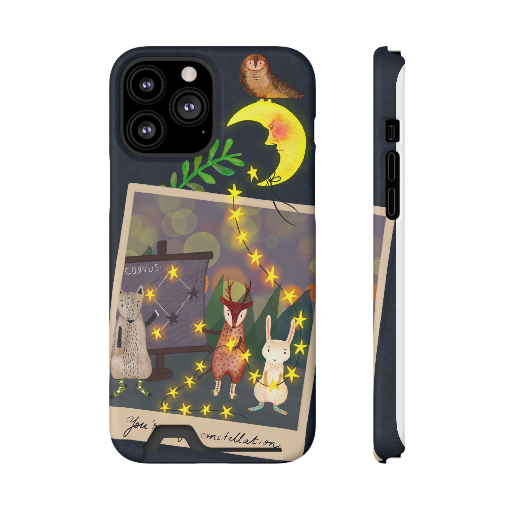 Woodland Astronomy Class Phone Case - Whimsical Forest Animals Learning Constellations - Cute iPhone 13/Samsung Case