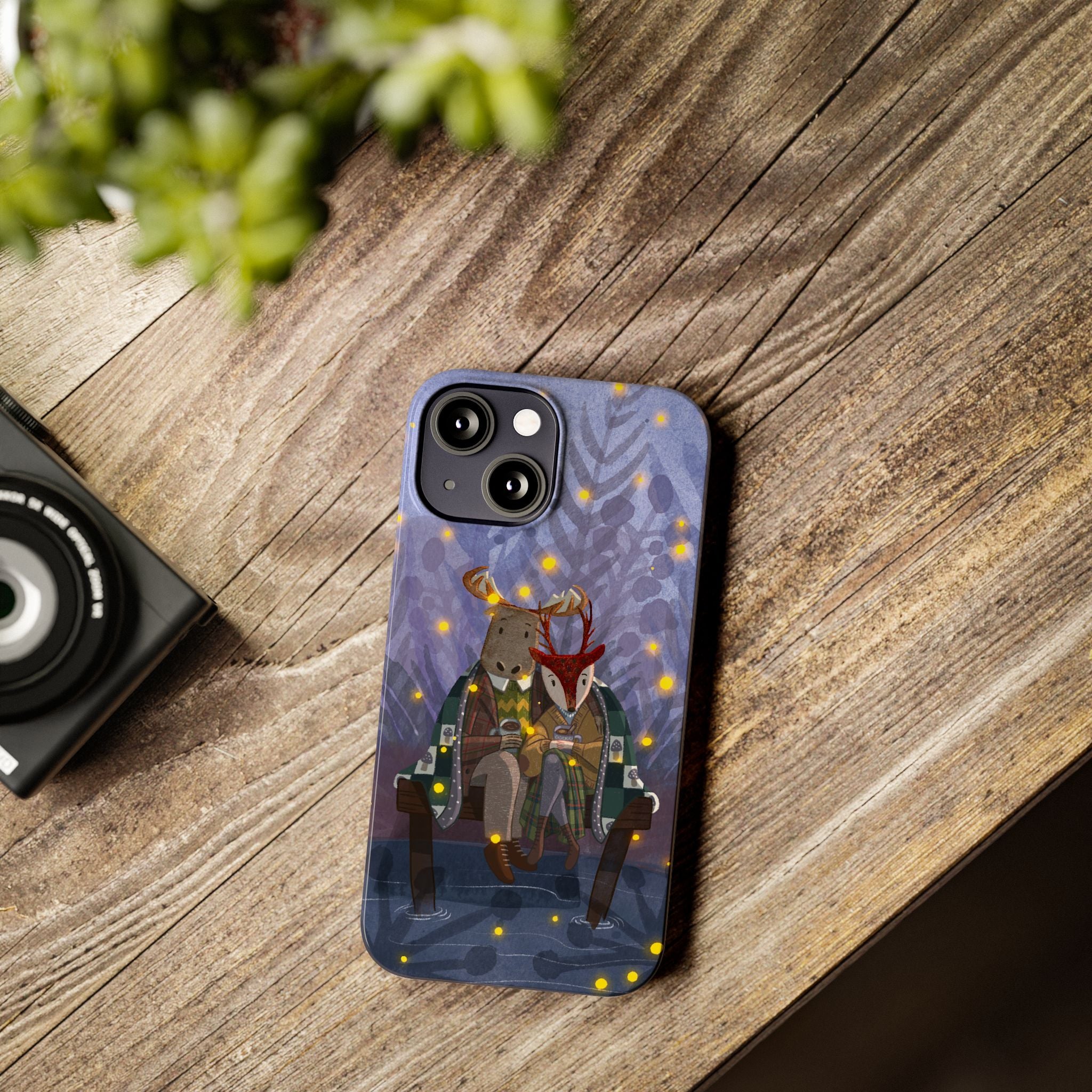Whimsical Animal Love Slim Phone Cases, Cute Holiday Gifts, Cozy Home Decor, Nature Lover Accessories, Couples Gifts
