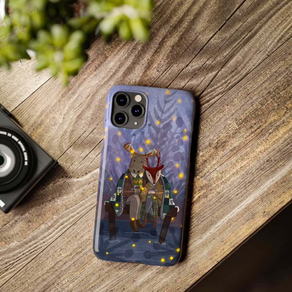 Whimsical Animal Love Slim Phone Cases, Cute Holiday Gifts, Cozy Home Decor, Nature Lover Accessories, Couples Gifts