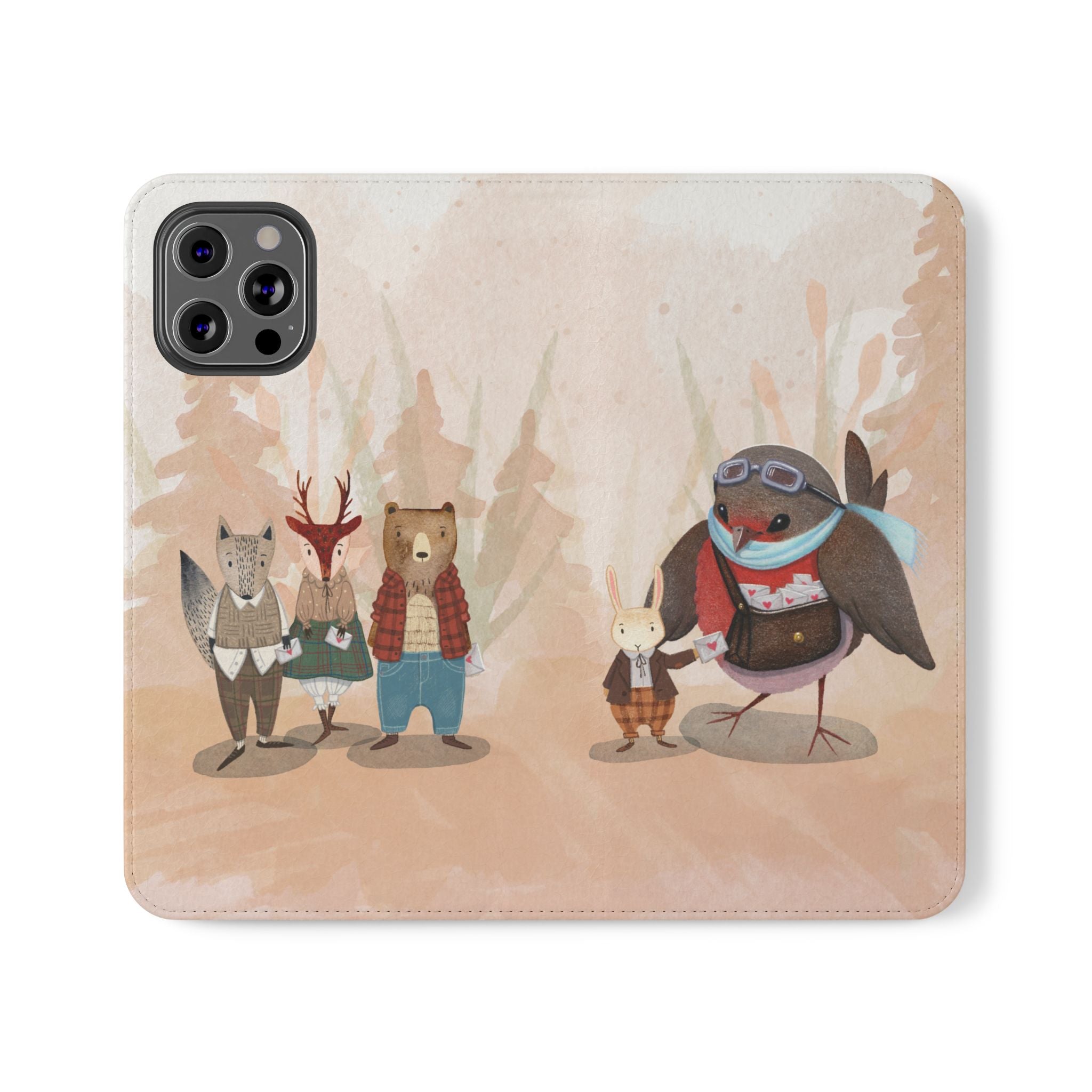Whimsical Animal Flip Cases for Phones, Cute Woodland Creatures, Forest Friends Phone Cover, Animal Lover Gift, Phone Wallet