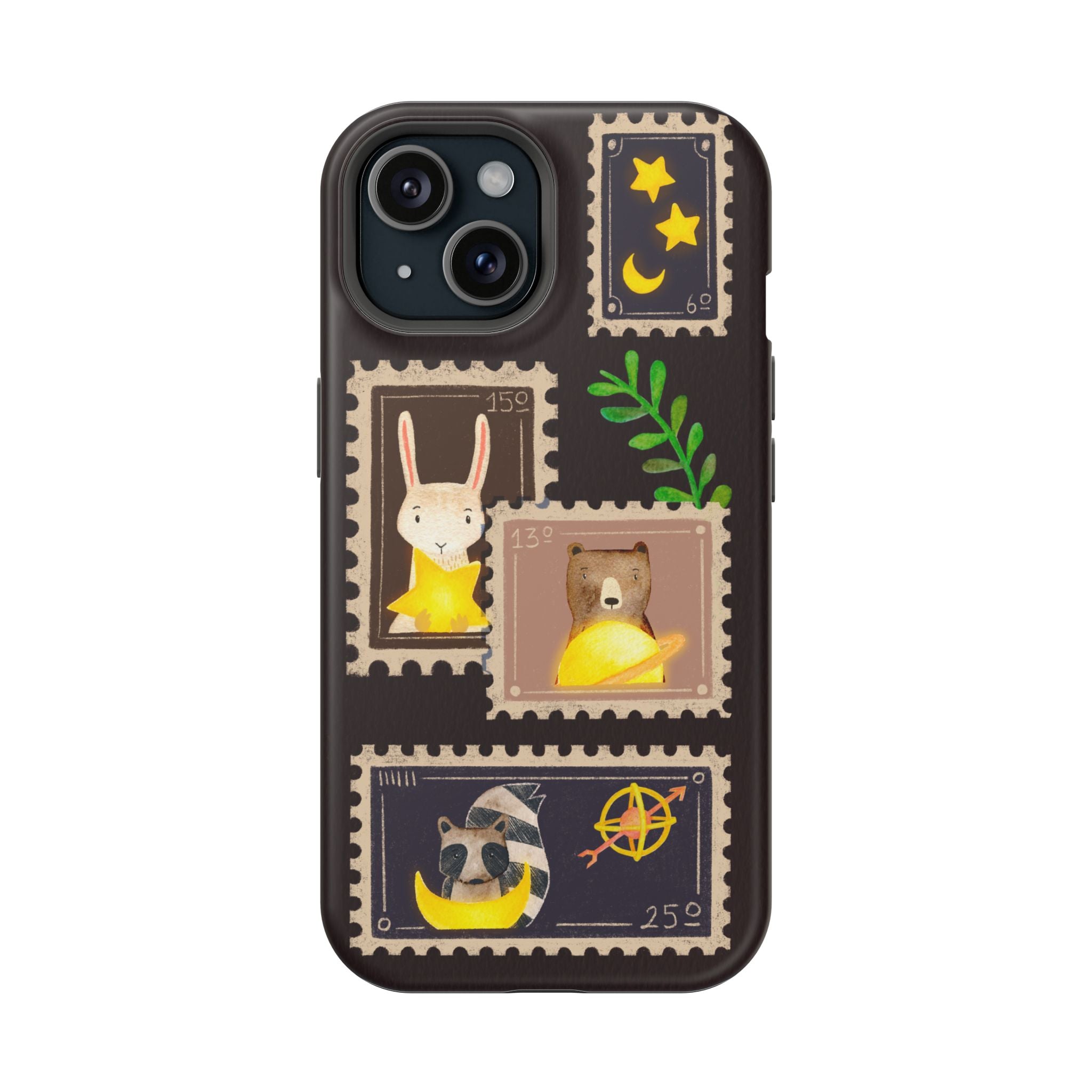 Cute Animal Stamp Phone Case, Quirky Gift for Animal Lovers, Personalized Case for Holidays, Unique Phone Accessory