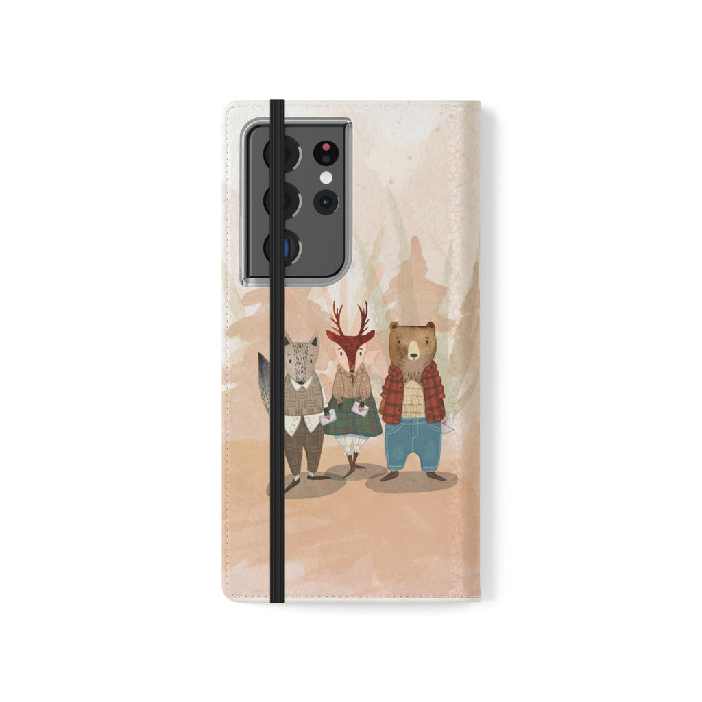 Whimsical Animal Flip Cases for Phones, Cute Woodland Creatures, Forest Friends Phone Cover, Animal Lover Gift, Phone Wallet