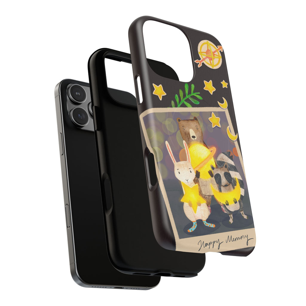Tough Magnetic Cases, Whimsical Animal Phone Case, Cute Bear Rabbit Raccoon Design, Cute gift for her, Birthdays, iPhone 14 15 16 pro max