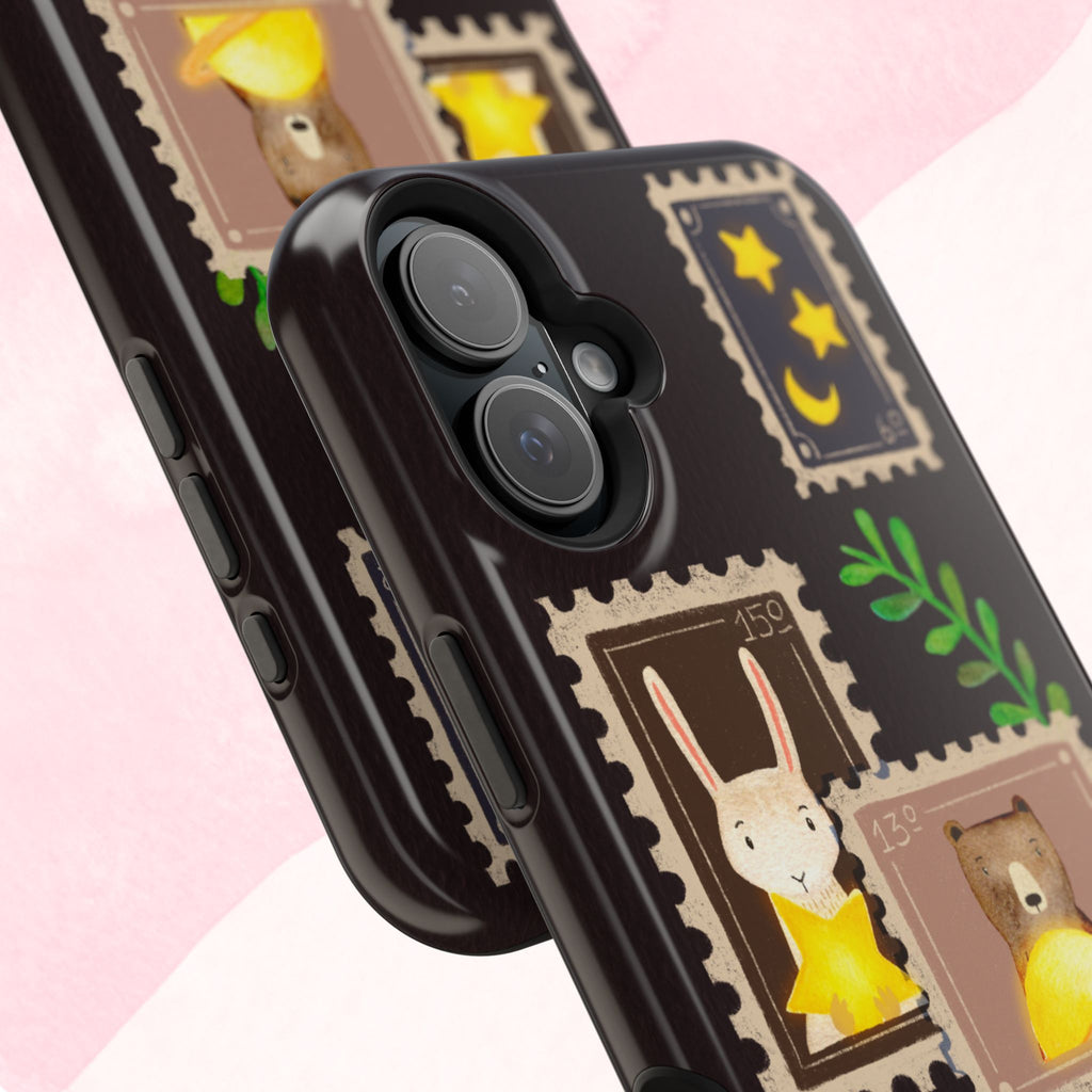 Cute Animal Stamp Phone Case, Quirky Gift for Animal Lovers, Personalized Case for Holidays, Unique Phone Accessory