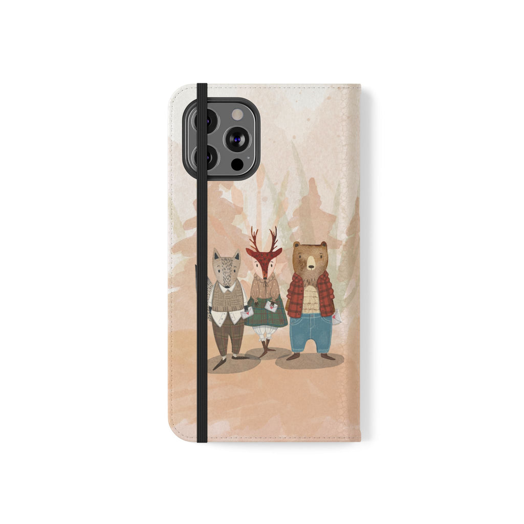 Whimsical Animal Flip Cases for Phones, Cute Woodland Creatures, Forest Friends Phone Cover, Animal Lover Gift, Phone Wallet