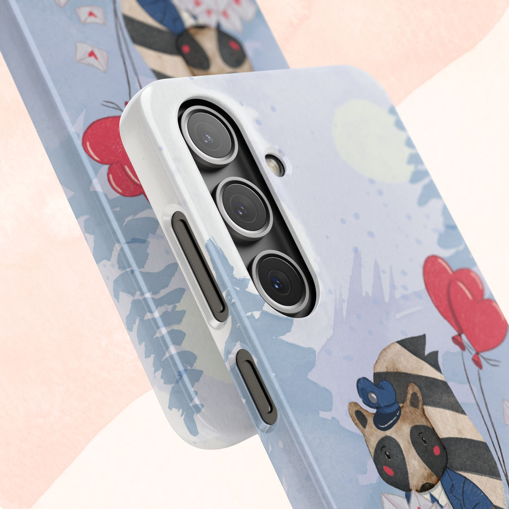 Whimsical Animal Snap Case with Love Balloons, Cute Phone Case, Valentine's Day Gift, Animal Lover Accessory, Creative Phone Cover