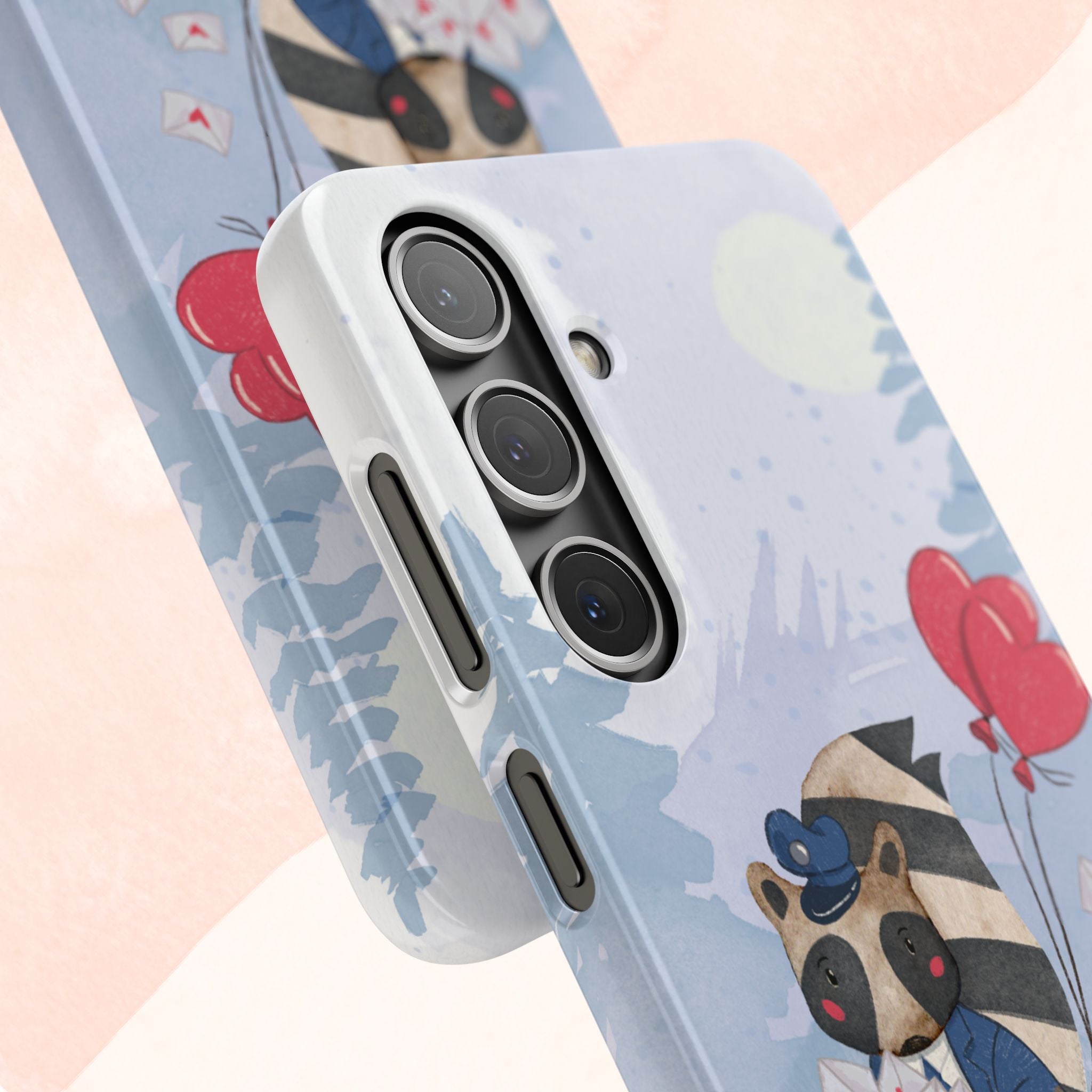 Whimsical Animal Snap Case with Love Balloons, Cute Phone Case, Valentine's Day Gift, Animal Lover Accessory, Creative Phone Cover