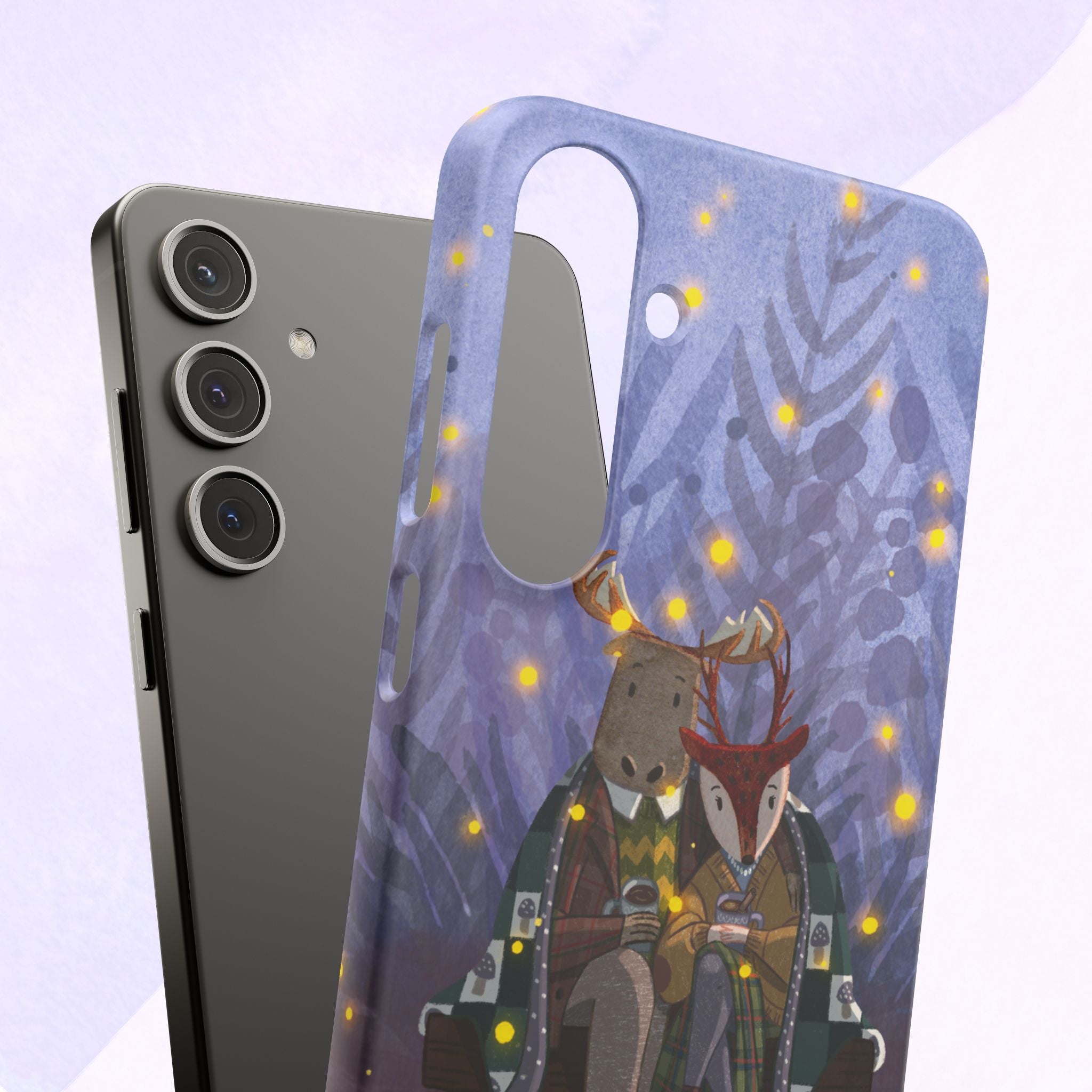 Whimsical Animal Lovers Snap Cases - Cozy Phone Protection, Gift for Nature Lovers, Holiday Decor, Cute Character Design, Animal Couple
