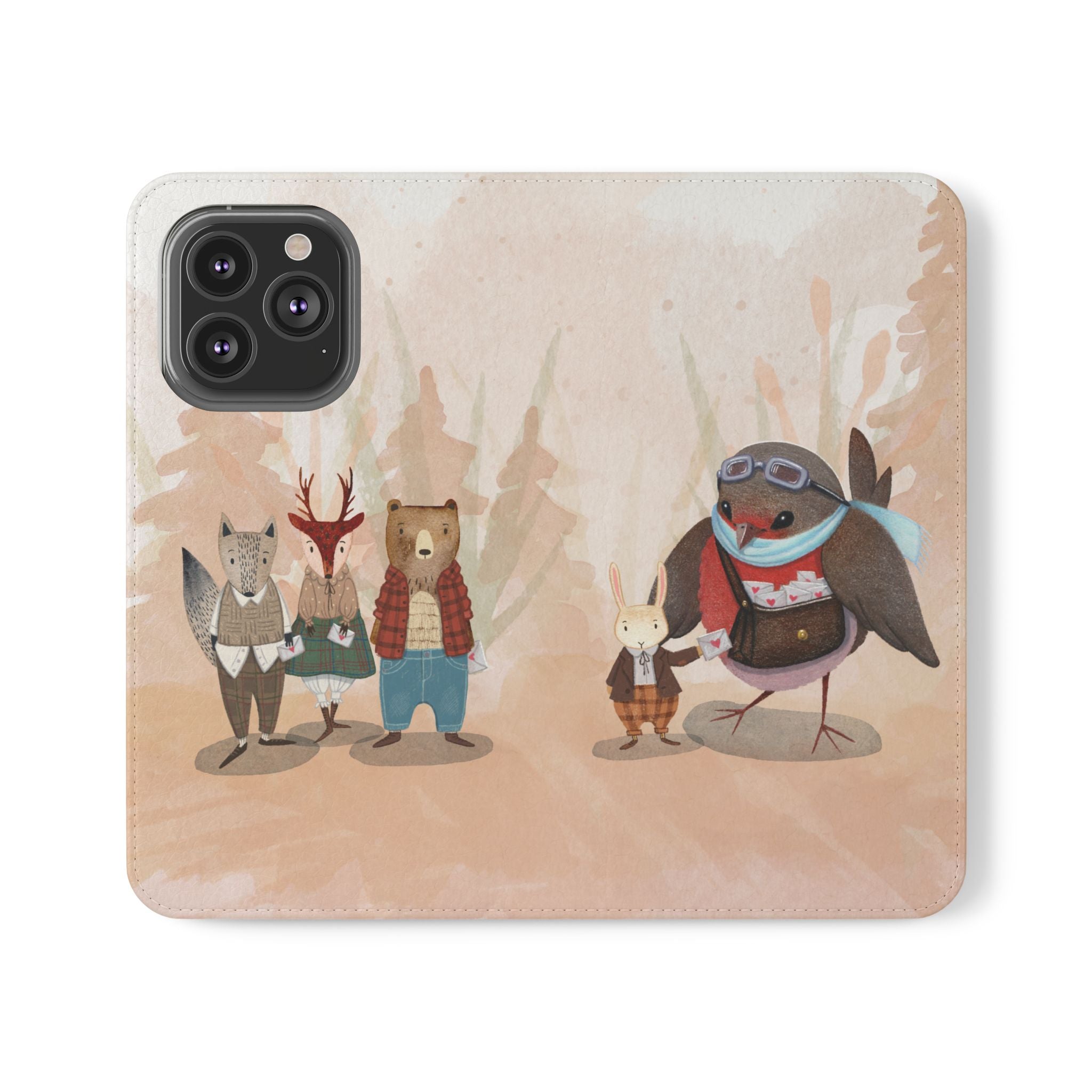 Whimsical Animal Flip Cases for Phones, Cute Woodland Creatures, Forest Friends Phone Cover, Animal Lover Gift, Phone Wallet