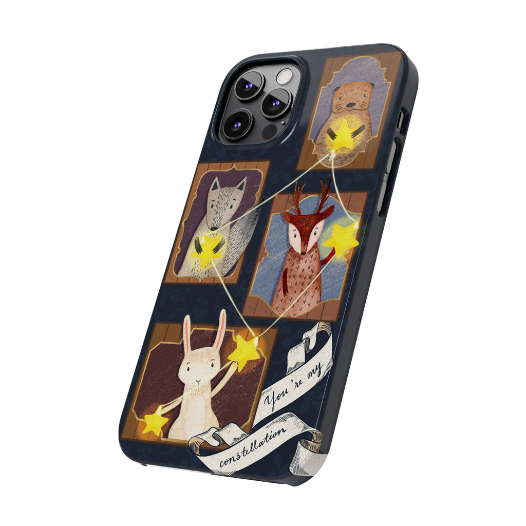 Constellation Friends Slim Case, Woodland Portrait iPhone Cover, Star Collector Design, Cute Kawaii Gift, Phone 8 9 X XR 11 12 13 14 15 16