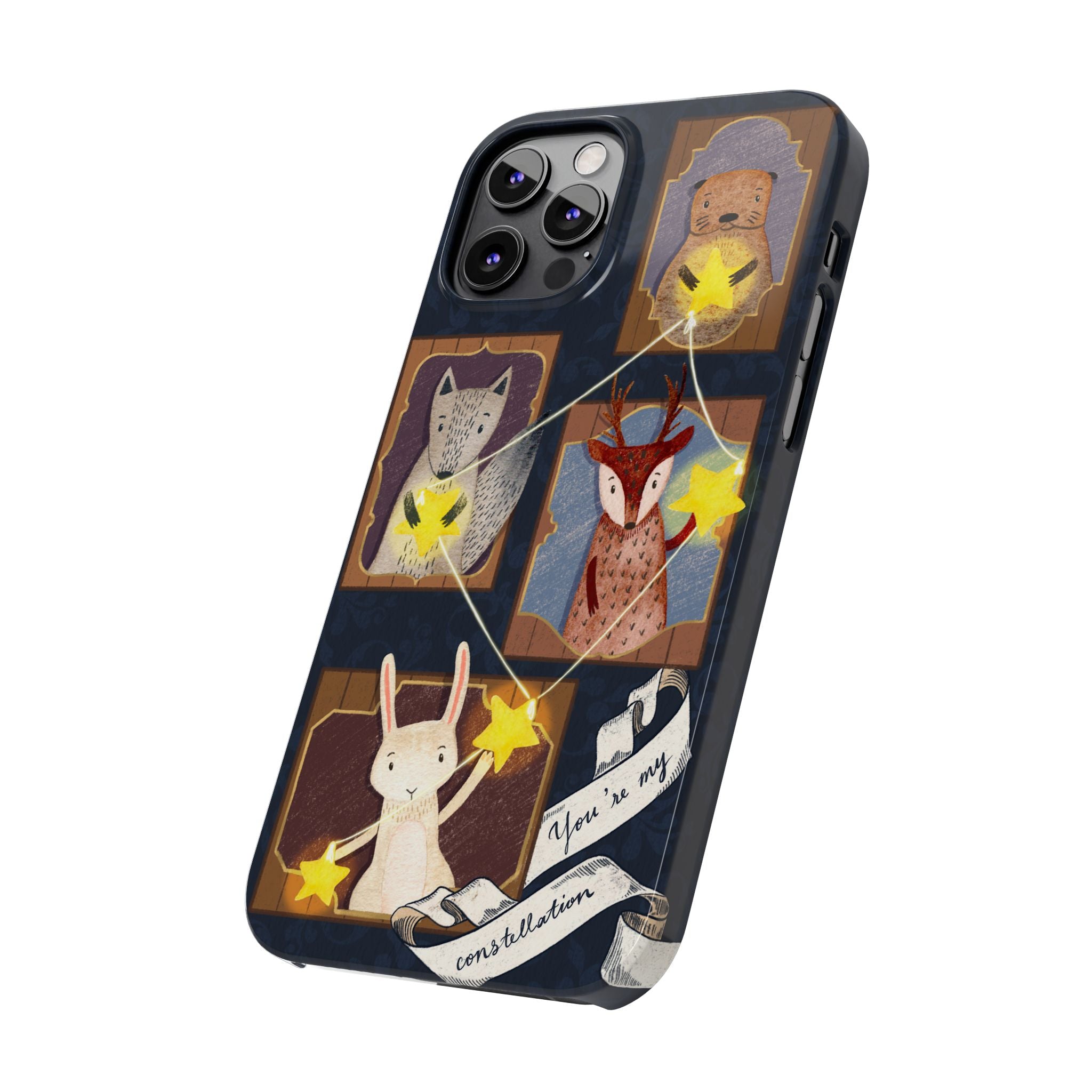 Constellation Friends Slim Case, Woodland Portrait iPhone Cover, Star Collector Design, Cute Kawaii Gift, Phone 8 9 X XR 11 12 13 14 15 16