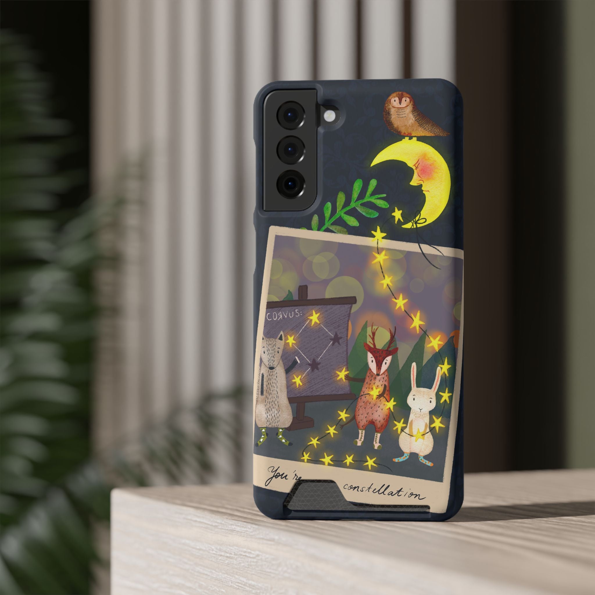 Woodland Astronomy Class Phone Case - Whimsical Forest Animals Learning Constellations - Cute iPhone 13/Samsung Case