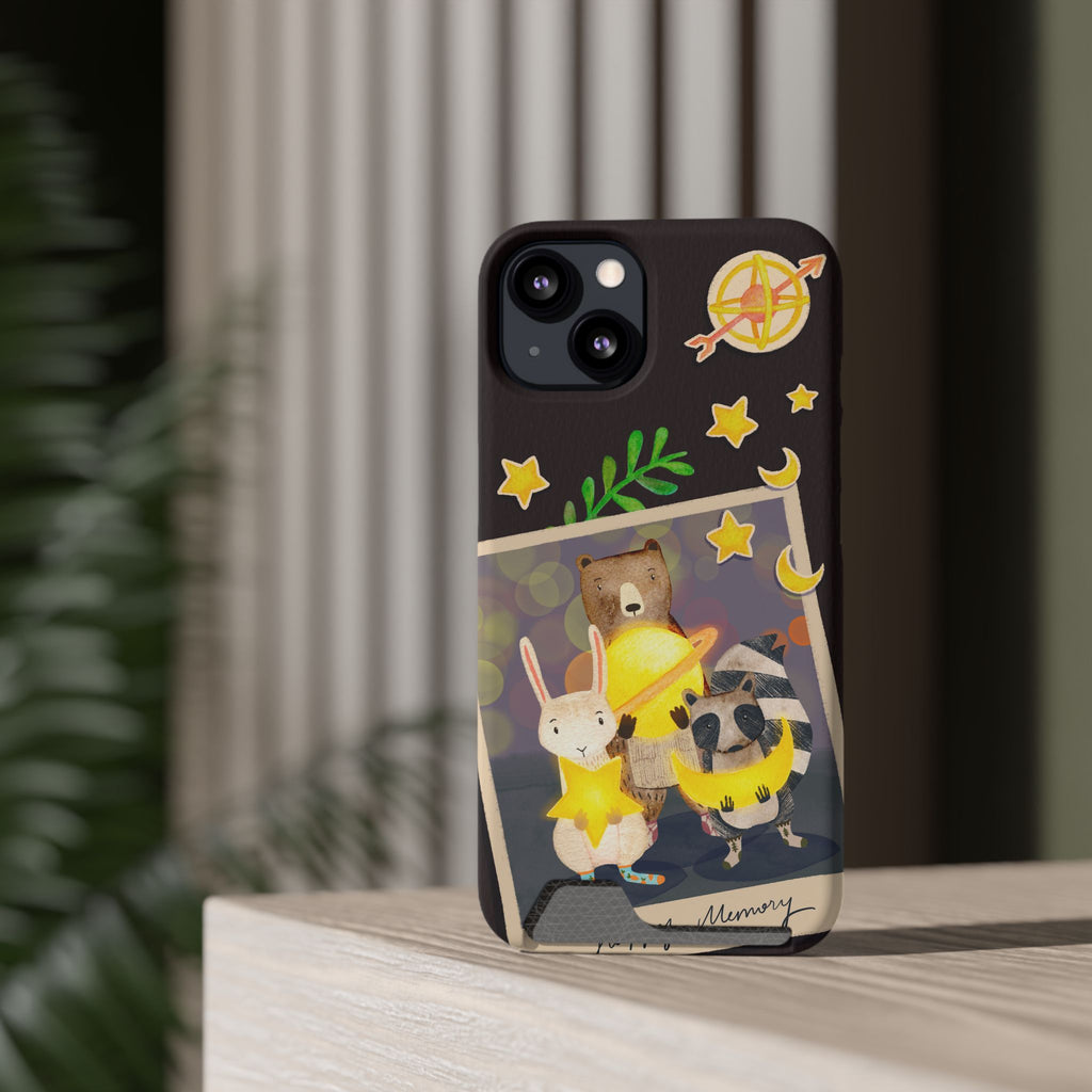 Whimsical Phone Case with Card Holder - Cute Animal Friends Design, Perfect Gift for Animal Lovers, Birthday, Everyday Use, Cute Accessory