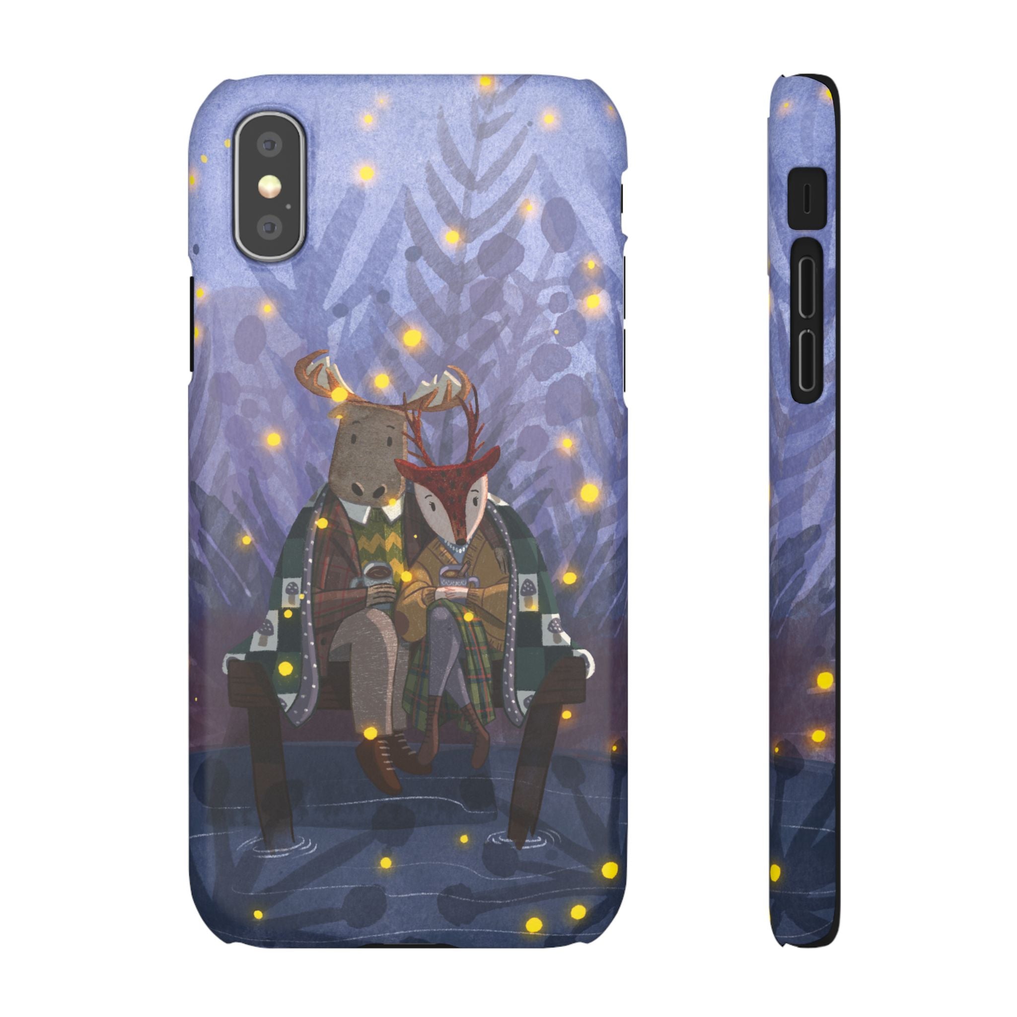 Whimsical Animal Lovers Snap Cases - Cozy Phone Protection, Gift for Nature Lovers, Holiday Decor, Cute Character Design, Animal Couple