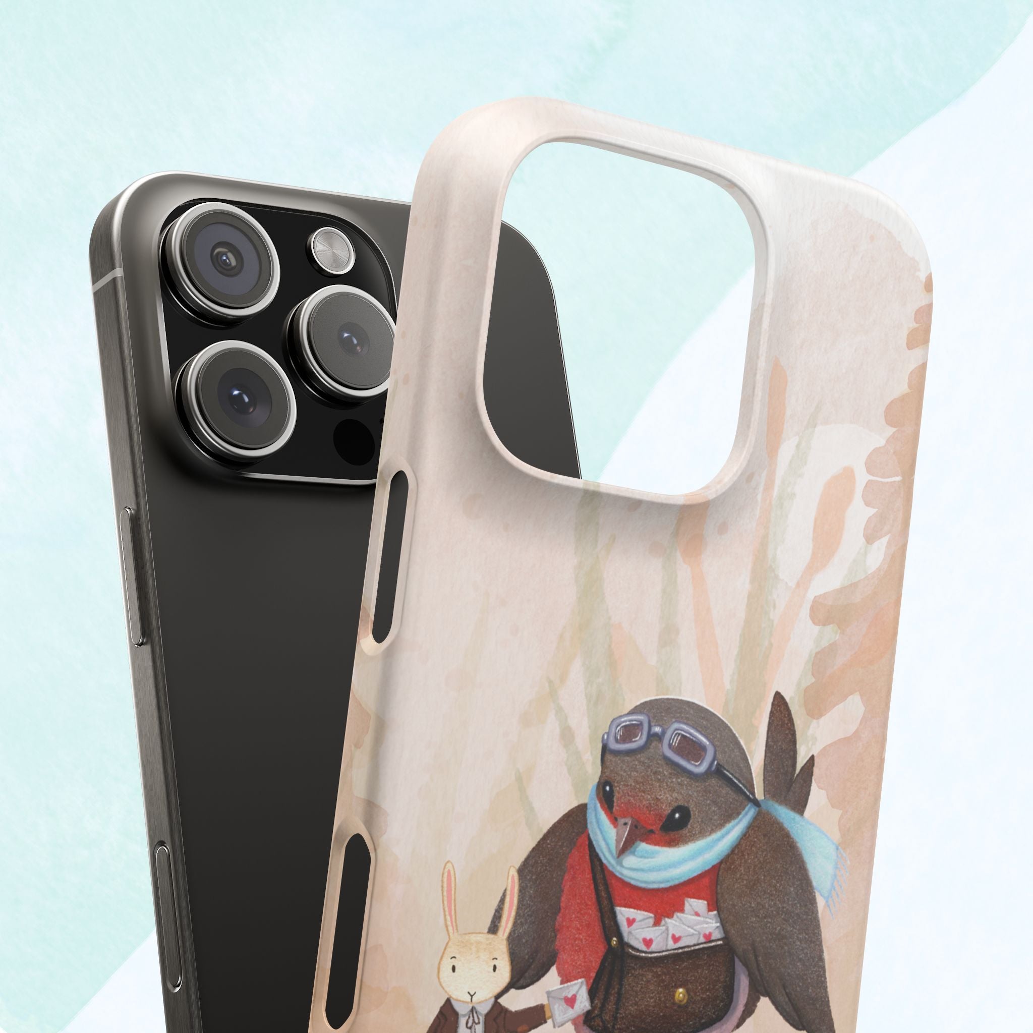 Whimsical Animal Snap Cases, Cute Phone Case, Handmade Bird and Bunny Design, Gift for Animal Lovers, Unique Smartphone Cover
