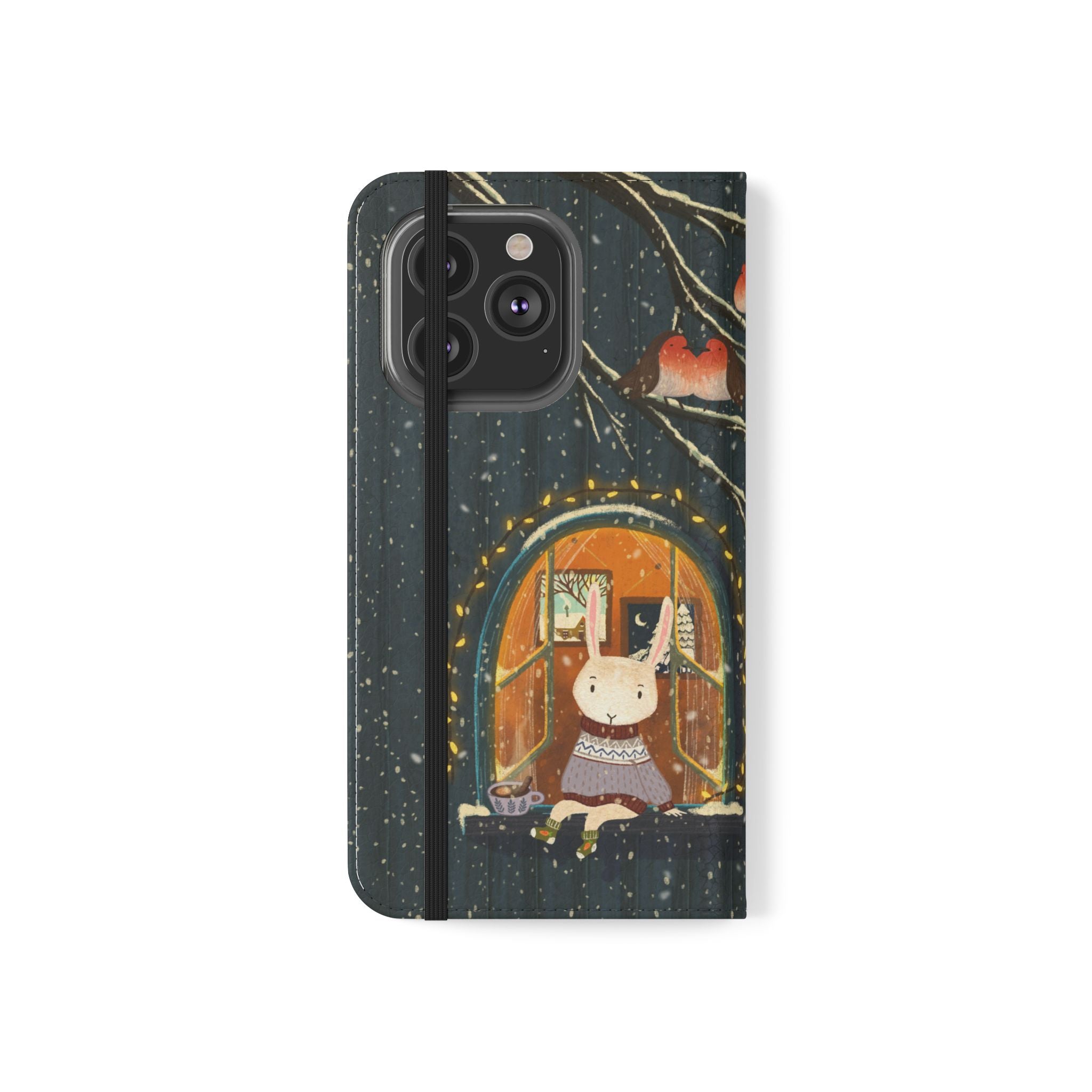 Cozy Winter Cottage Wallet Case, Cute Animals Flip Cover, Vegan Leather, Cozy Vibes, Gift Idea for iPhone 11 12 13 14 15 16, Galaxy S21 S22