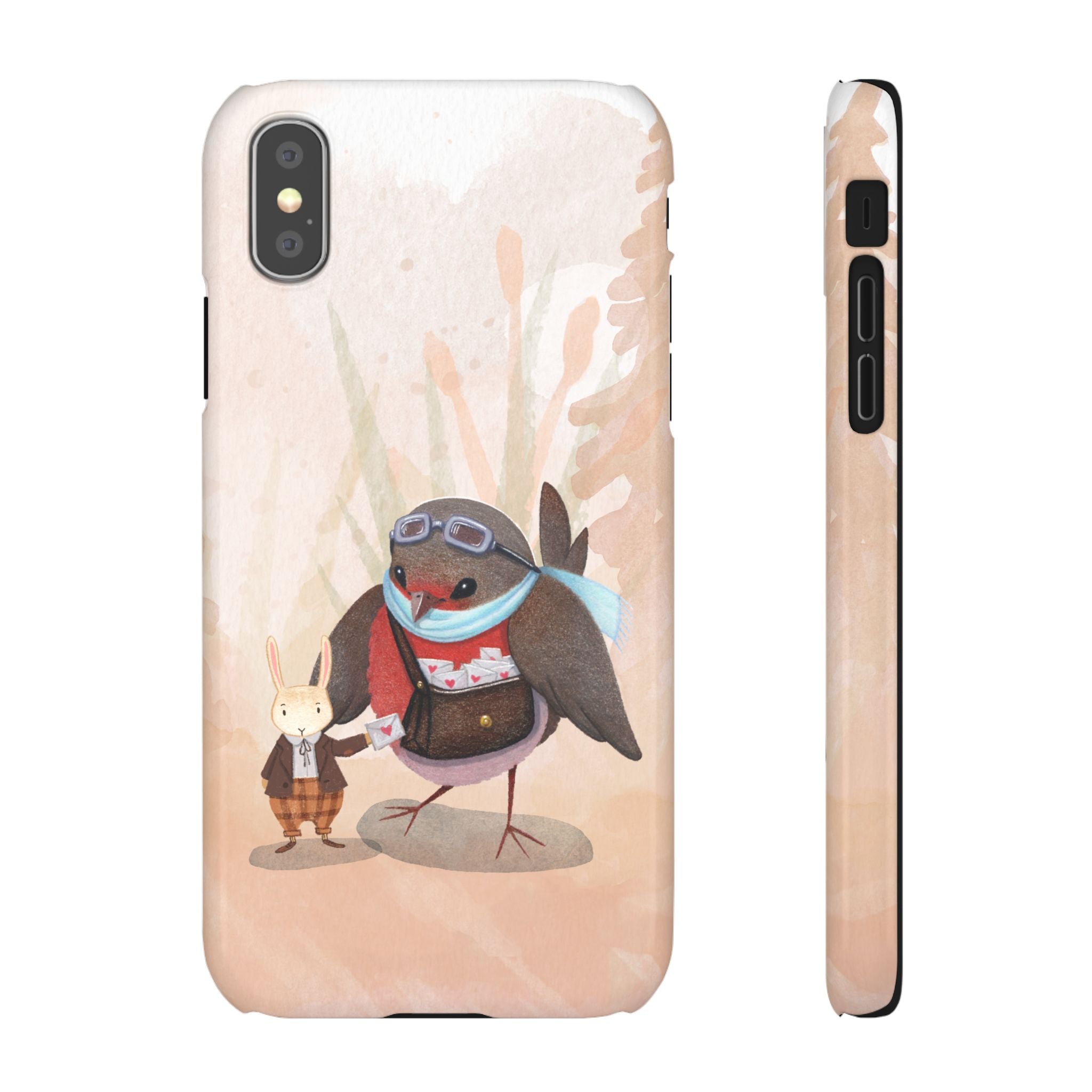Whimsical Animal Snap Cases, Cute Phone Case, Handmade Bird and Bunny Design, Gift for Animal Lovers, Unique Smartphone Cover