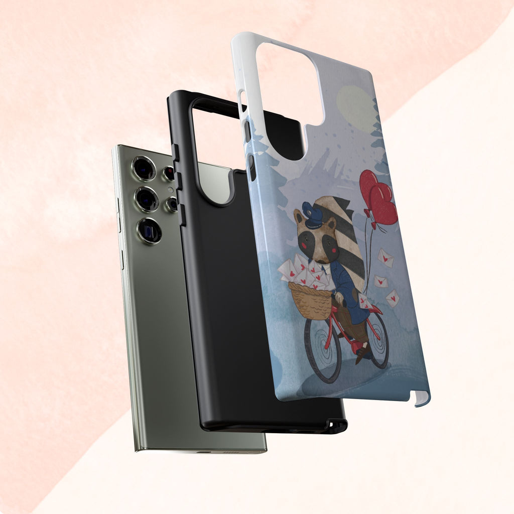 Cute Raccoon Phone Case, Tough Case for Animal Lovers, Valentine's Day Gift, Whimsical Phone Accessory, Gifts for Kids