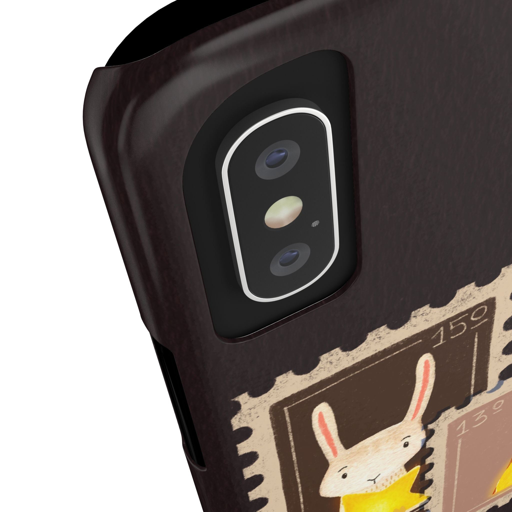 Woodland Stamp Vintage Style Glossy iPhone Case | Cute Phone Cover, Animal Lover Gift, Unique Birthday Gift, iPhone XR, 12, 13, 14, 15, 16