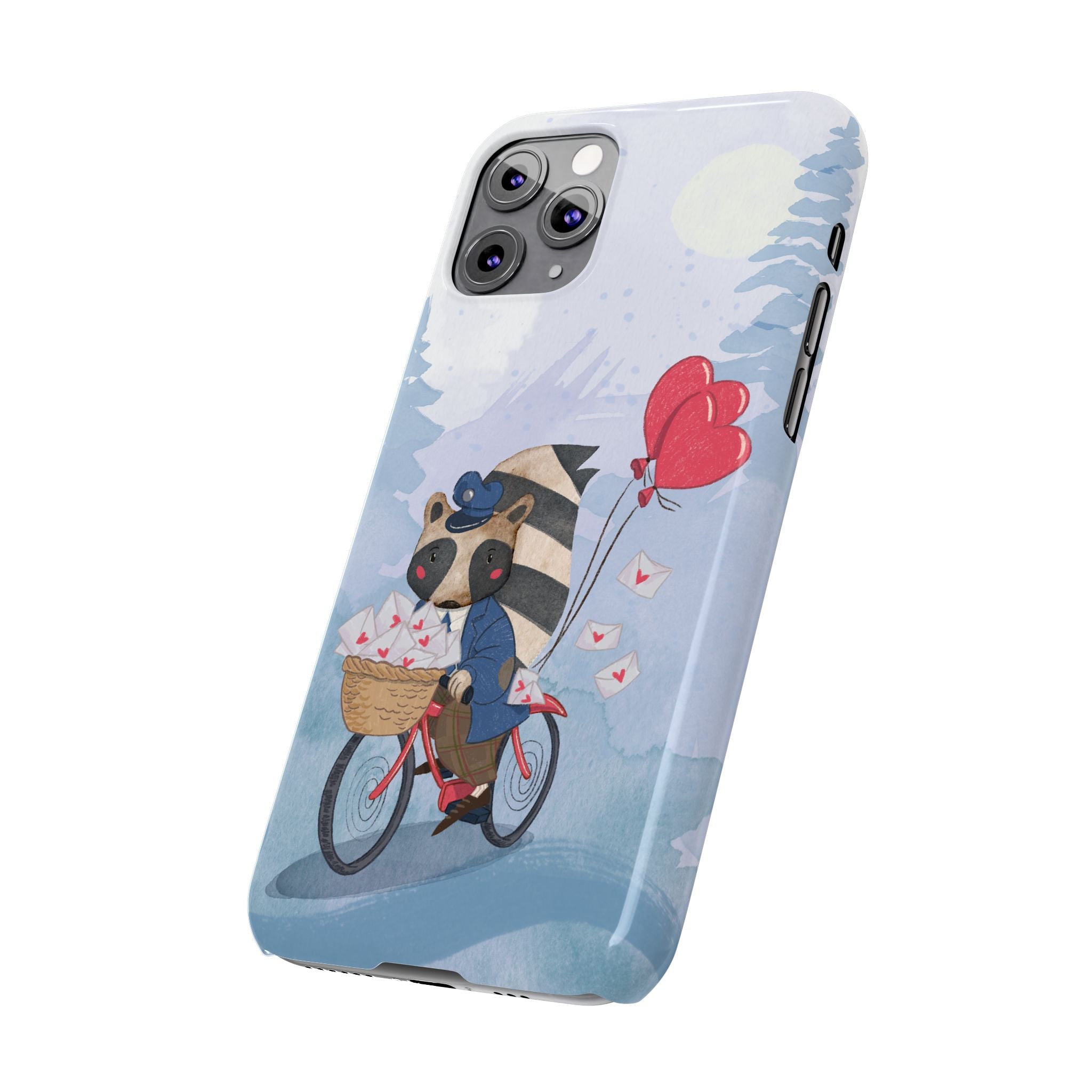 Whimsical Raccoon Slim Phone Case | Cute Animal Design | Perfect for Nature Lovers, Gifts, Birthdays, Valentines Day, Everyday Use