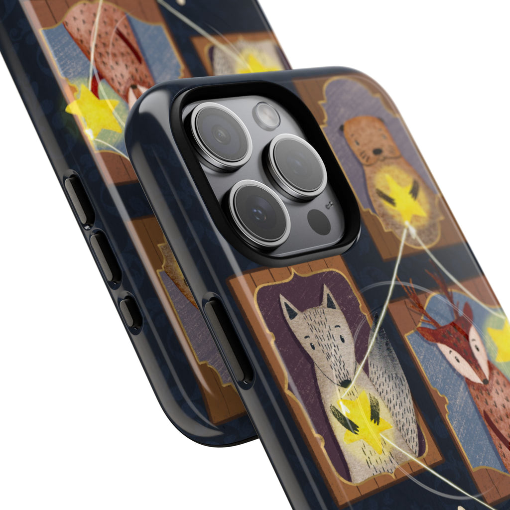 Celestial Animal Stars iPhone Case, Tough Magnetic Cover, Nature Theme, Unique Cute Animal Gifts, iPhone 14 15 16 pro max