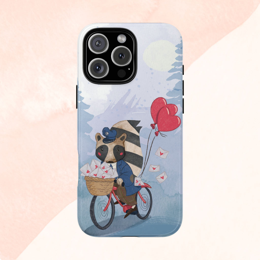 Cute Raccoon Phone Case, Tough Case for Animal Lovers, Valentine's Day Gift, Whimsical Phone Accessory, Gifts for Kids