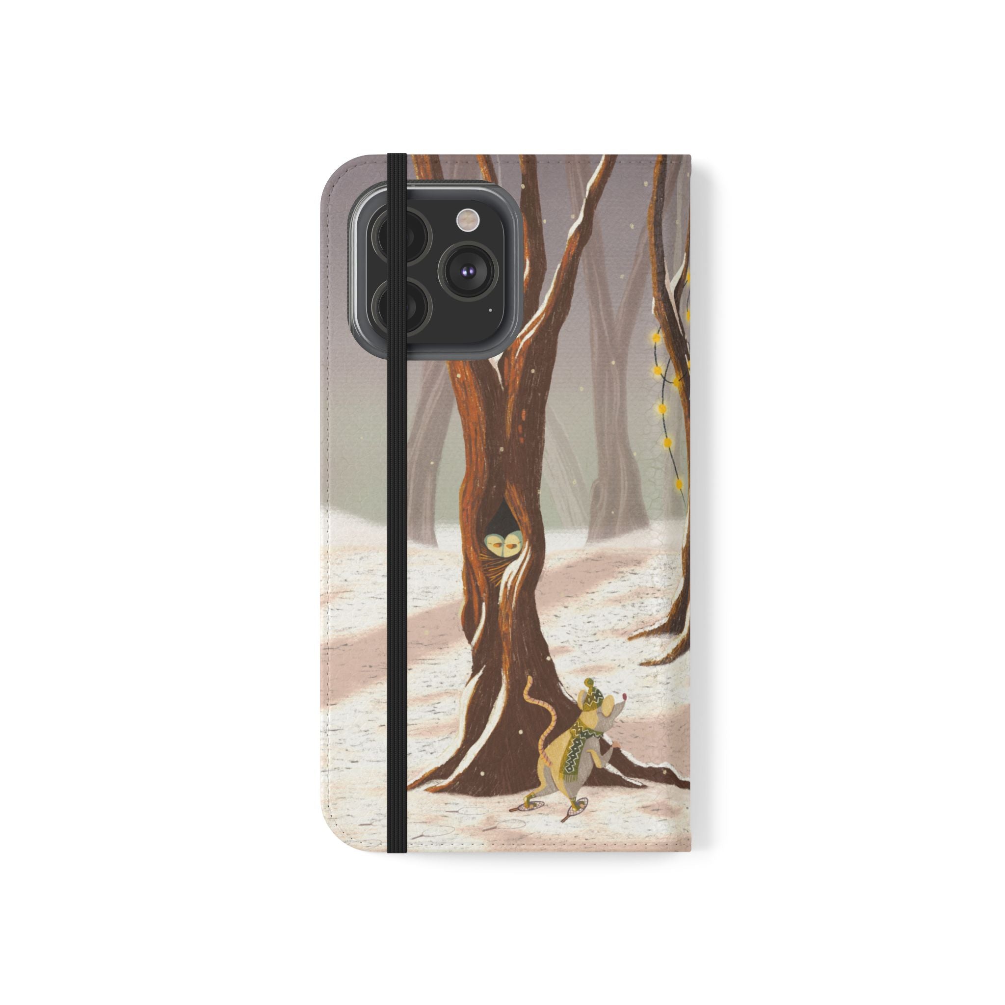 Winter Forest Tea Party Wallet Case, Woodland Animals Phone Flip Cover, Vegan Leather Case, iPhone 11 12 13 14 15 16, Galaxy Ultra S21 S22