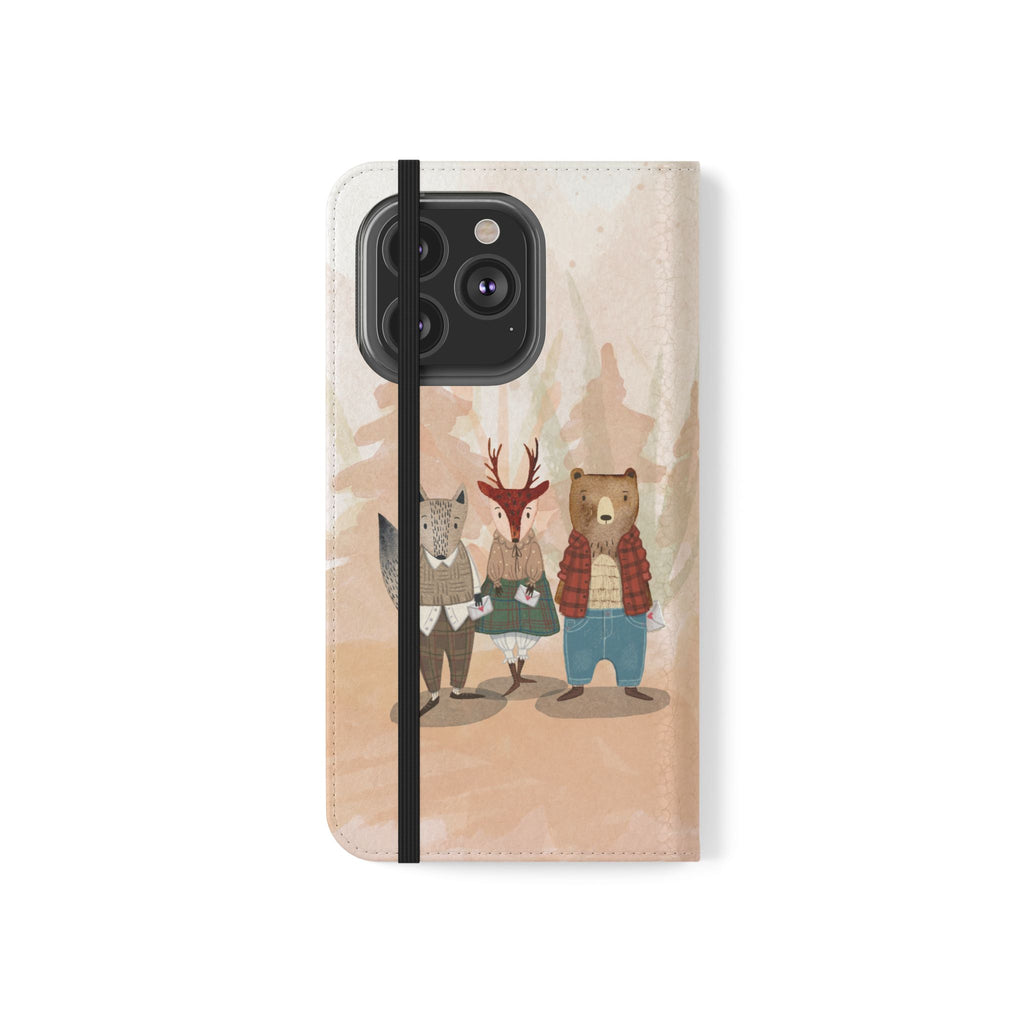 Whimsical Animal Flip Cases for Phones, Cute Woodland Creatures, Forest Friends Phone Cover, Animal Lover Gift, Phone Wallet