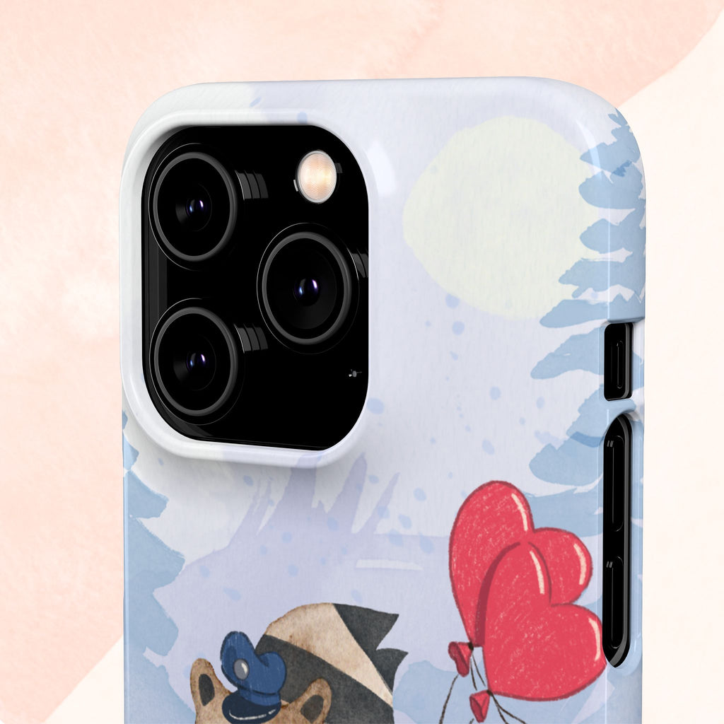Whimsical Animal Snap Case with Love Balloons, Cute Phone Case, Valentine's Day Gift, Animal Lover Accessory, Creative Phone Cover