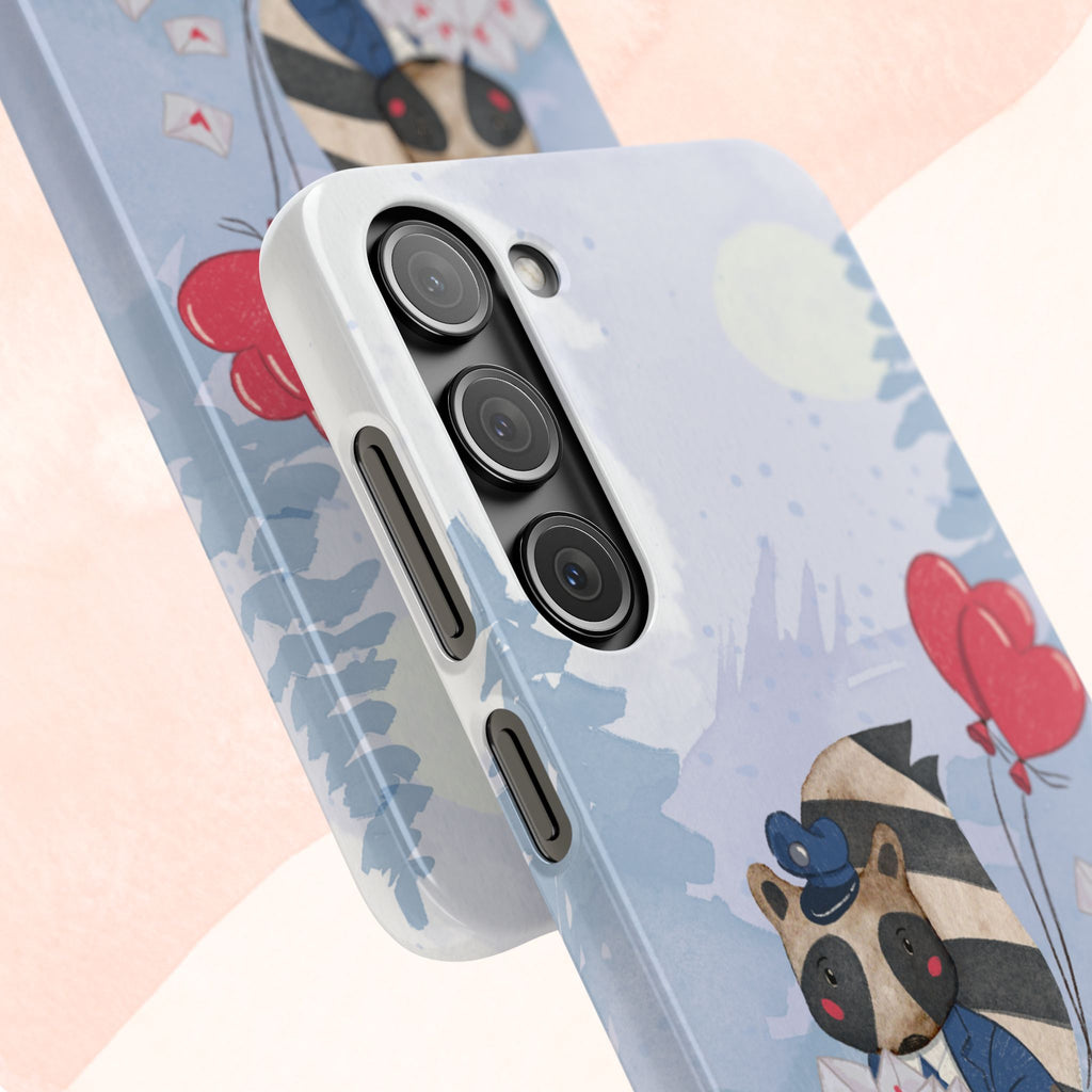 Whimsical Animal Snap Case with Love Balloons, Cute Phone Case, Valentine's Day Gift, Animal Lover Accessory, Creative Phone Cover