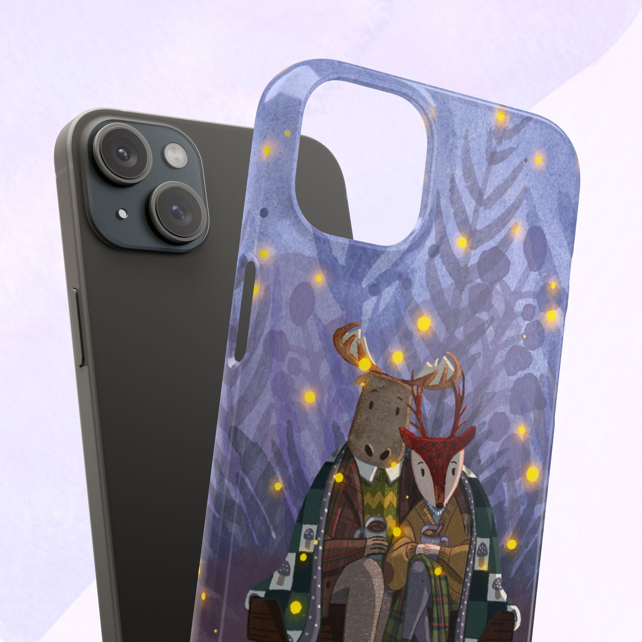 Whimsical Animal Lovers Snap Cases - Cozy Phone Protection, Gift for Nature Lovers, Holiday Decor, Cute Character Design, Animal Couple