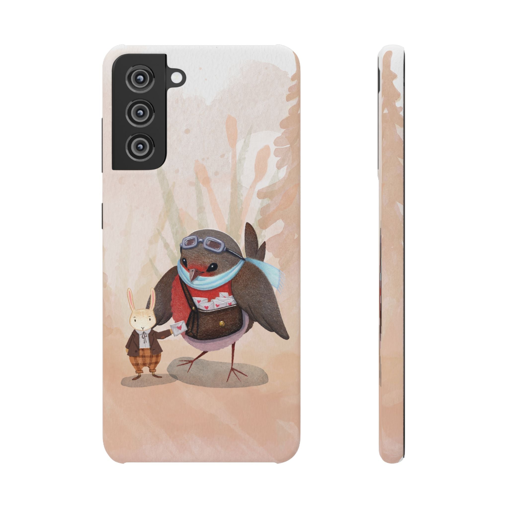 Whimsical Animal Snap Cases, Cute Phone Case, Handmade Bird and Bunny Design, Gift for Animal Lovers, Unique Smartphone Cover