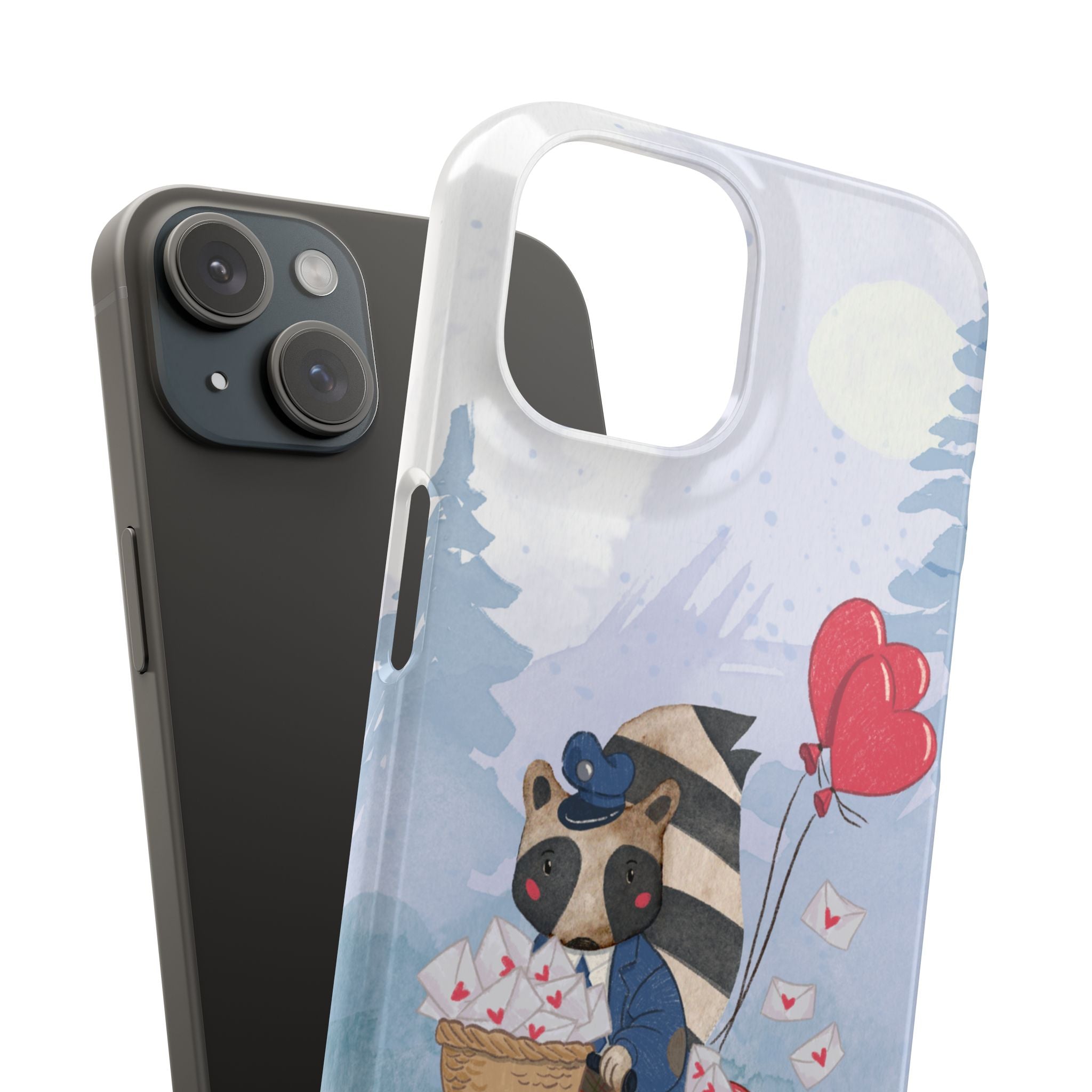 Whimsical Animal Snap Case with Love Balloons, Cute Phone Case, Valentine's Day Gift, Animal Lover Accessory, Creative Phone Cover