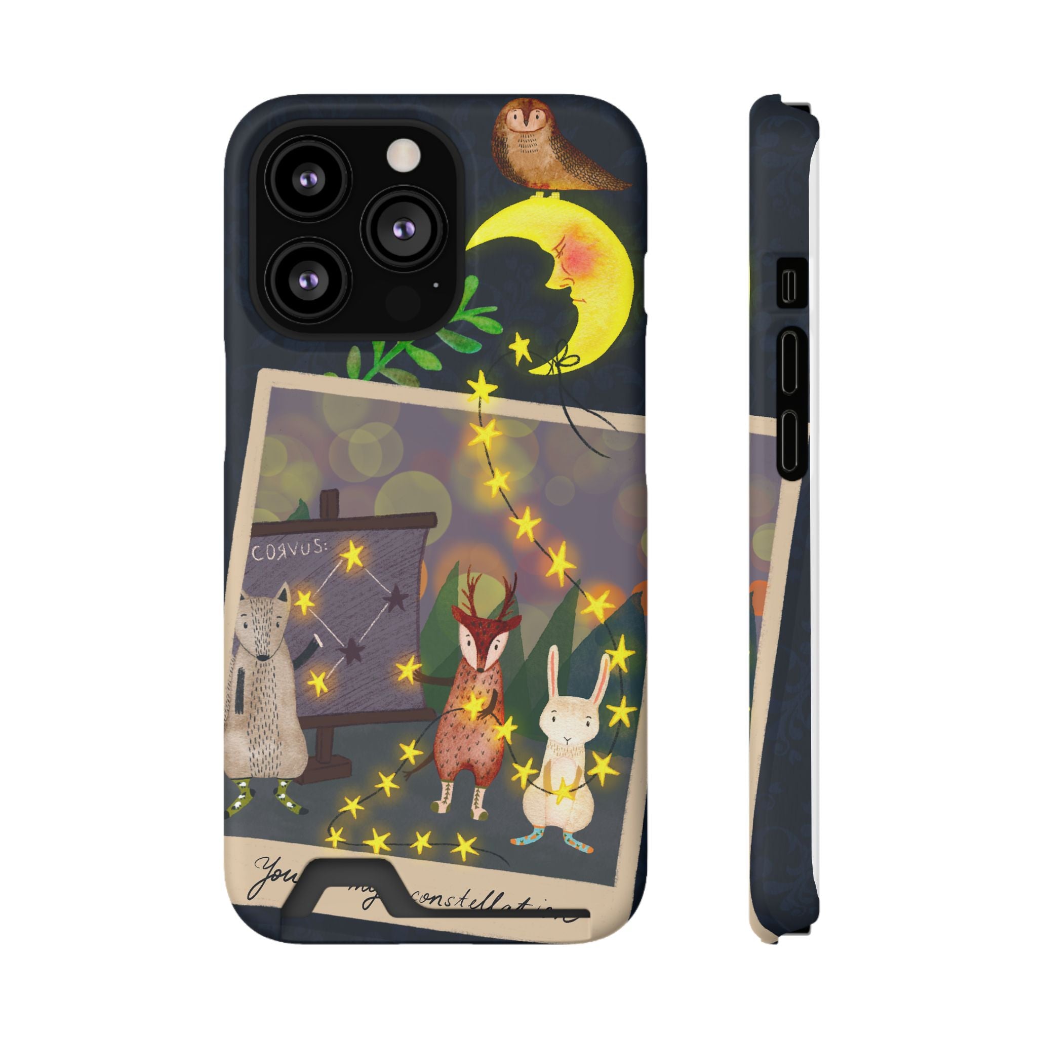 Woodland Astronomy Class Phone Case - Whimsical Forest Animals Learning Constellations - Cute iPhone 13/Samsung Case