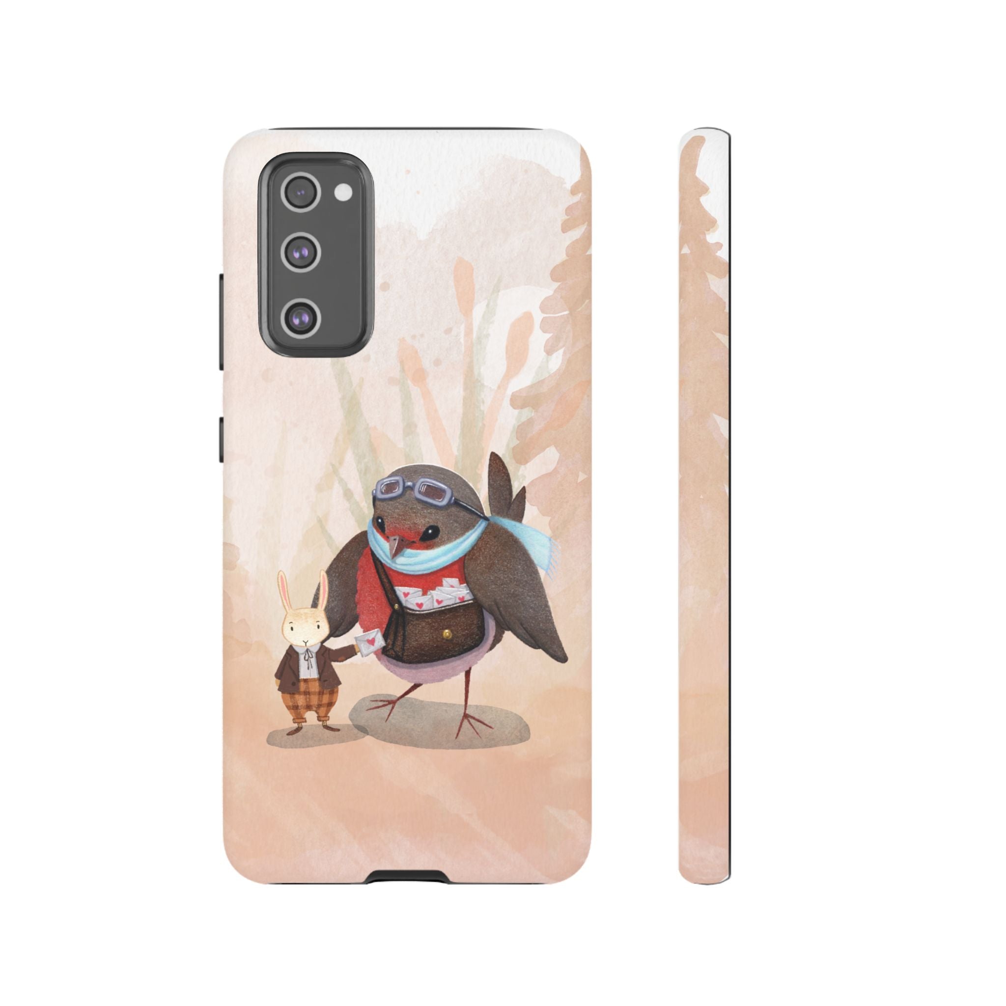 Whimsical Animal Phone Case, Cute Bird and Rabbit Design, Animal Lovers Gift, Nature-Themed Accessory, Eco-Friendly Tech Cover