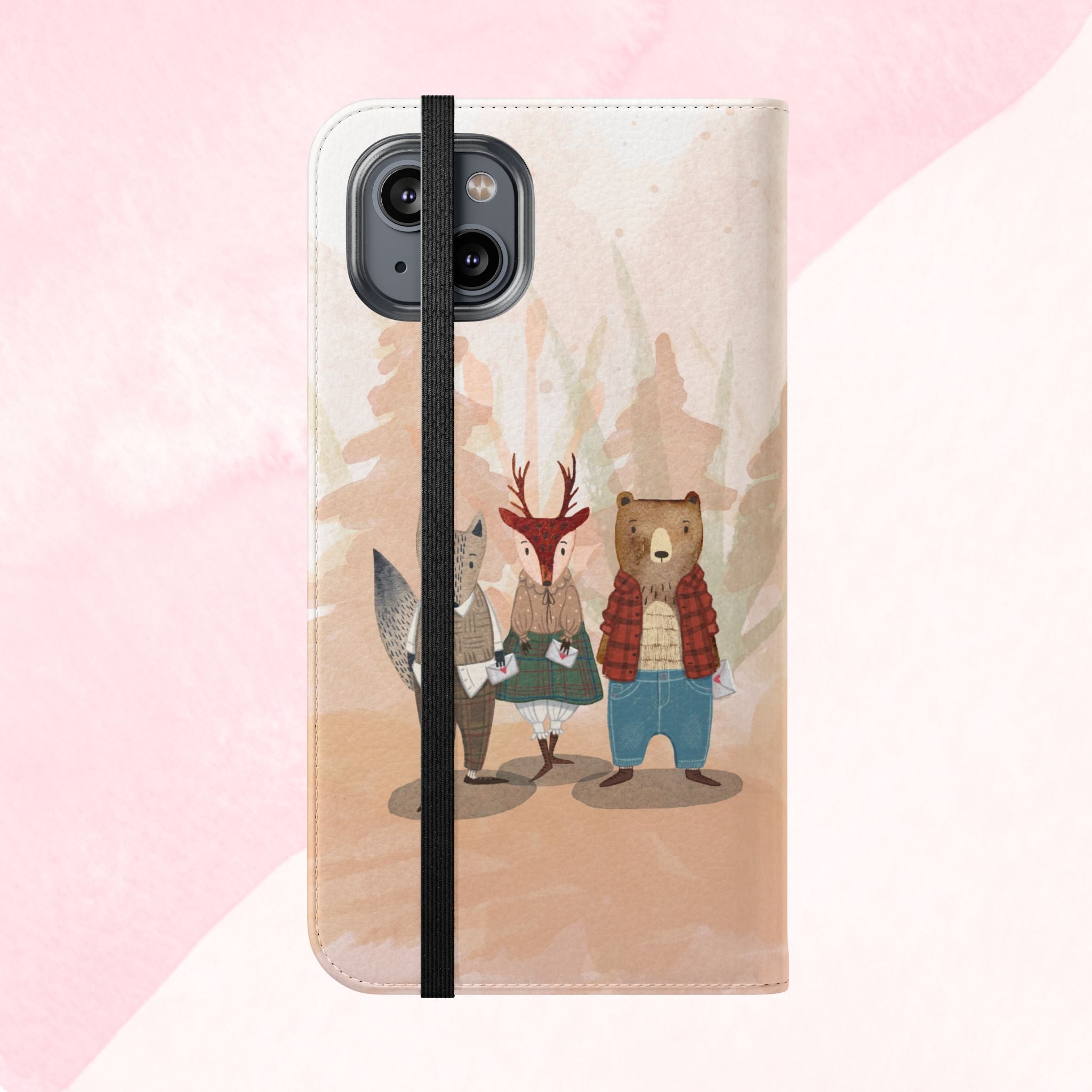 Whimsical Animal Flip Cases for Phones, Cute Woodland Creatures, Forest Friends Phone Cover, Animal Lover Gift, Phone Wallet
