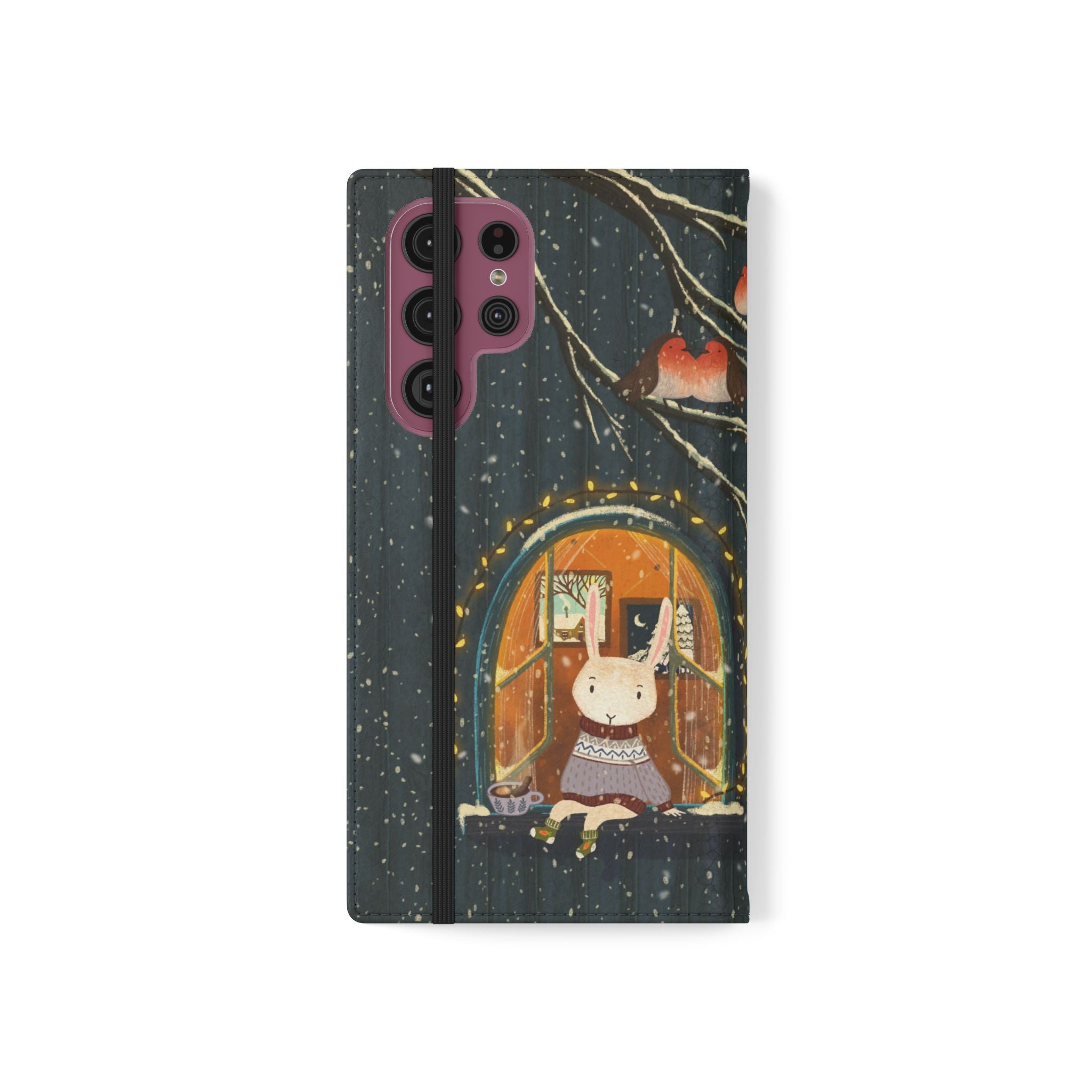 Cozy Winter Cottage Wallet Case, Cute Animals Flip Cover, Vegan Leather, Cozy Vibes, Gift Idea for iPhone 11 12 13 14 15 16, Galaxy S21 S22