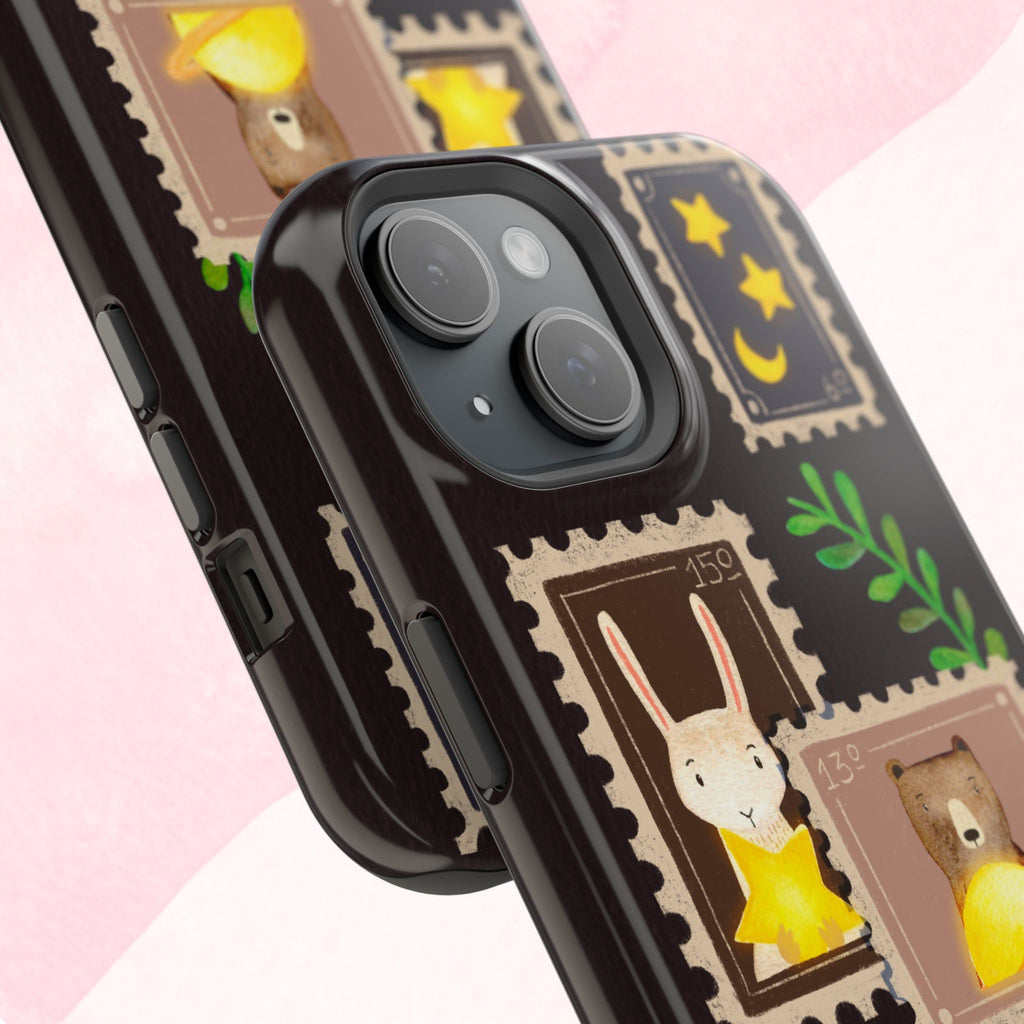Cute Animal Stamp Phone Case, Quirky Gift for Animal Lovers, Personalized Case for Holidays, Unique Phone Accessory