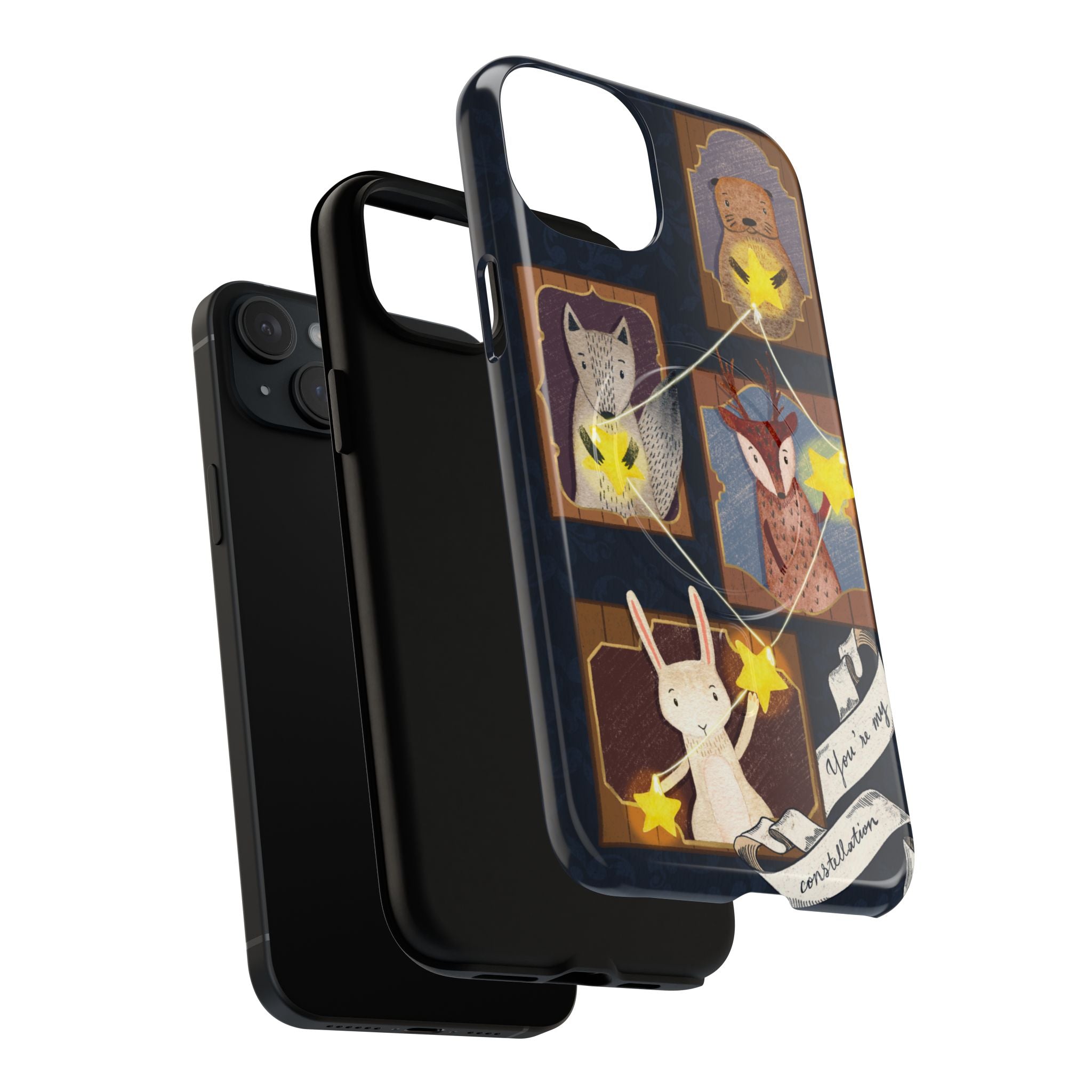 Celestial Animal Stars iPhone Case, Tough Magnetic Cover, Nature Theme, Unique Cute Animal Gifts, iPhone 14 15 16 pro max